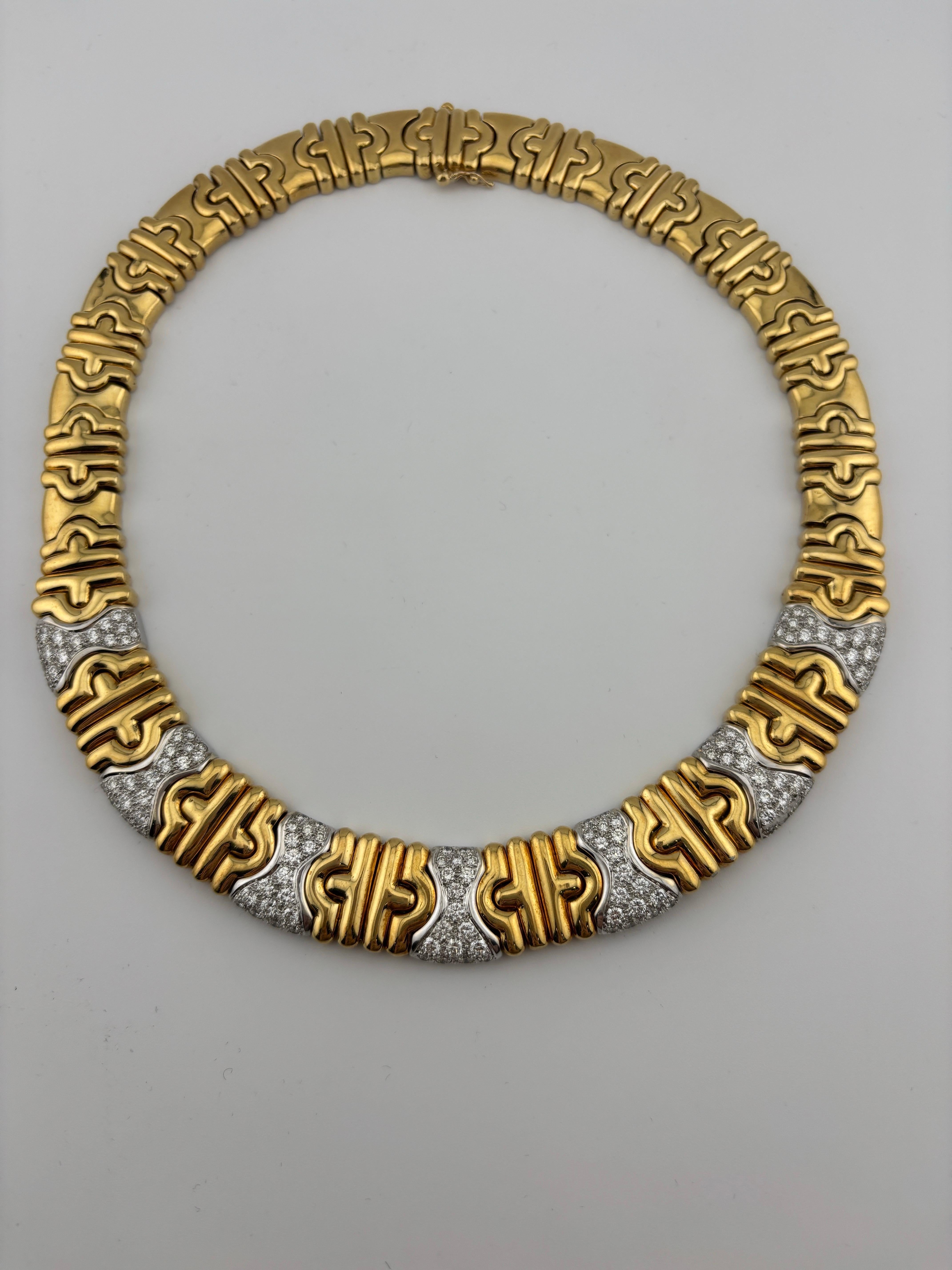 Collier large en or jaune 18 carats et diamants de style Parisi en vente 10