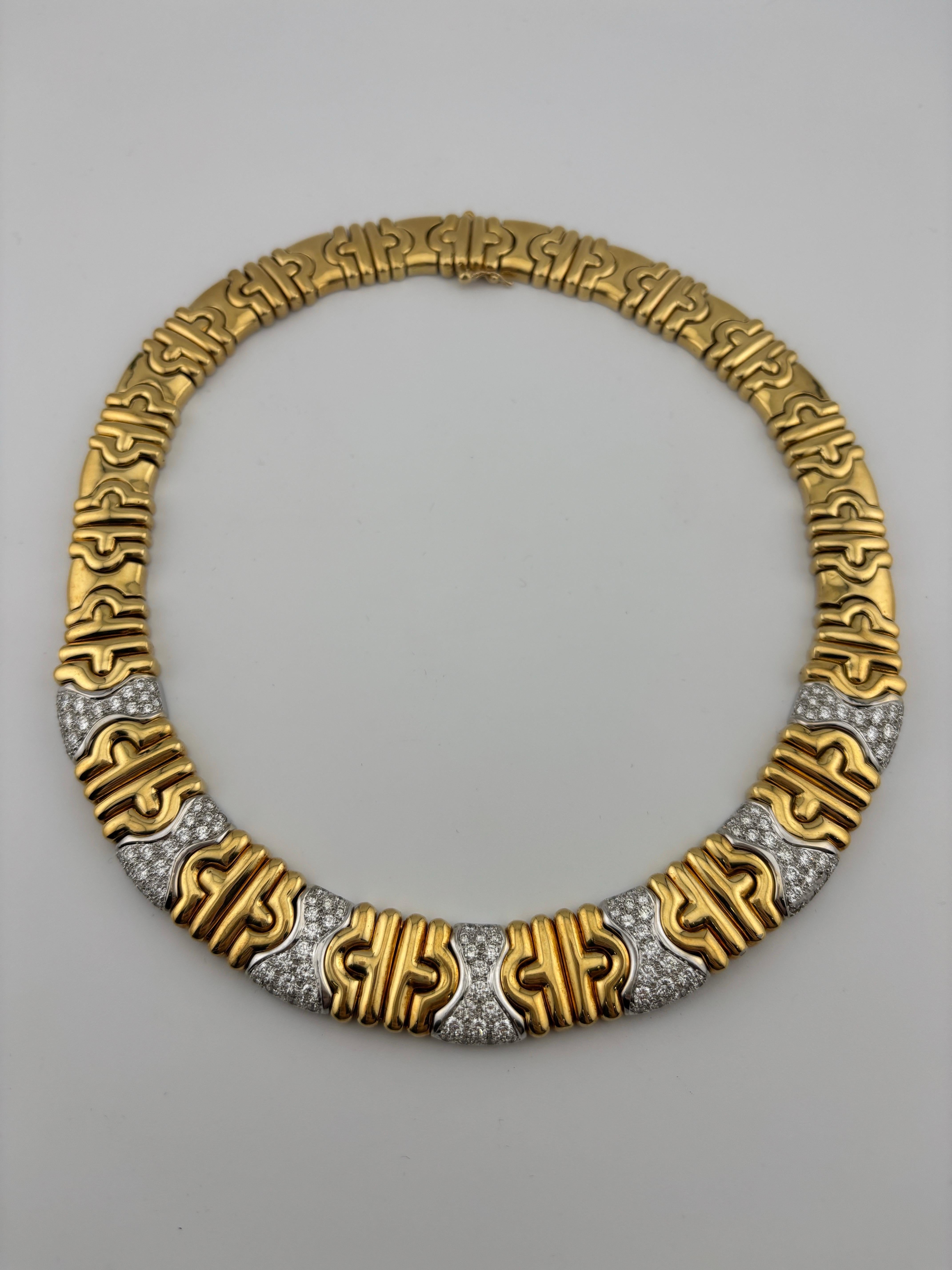 Collier large en or jaune 18 carats et diamants de style Parisi en vente 11