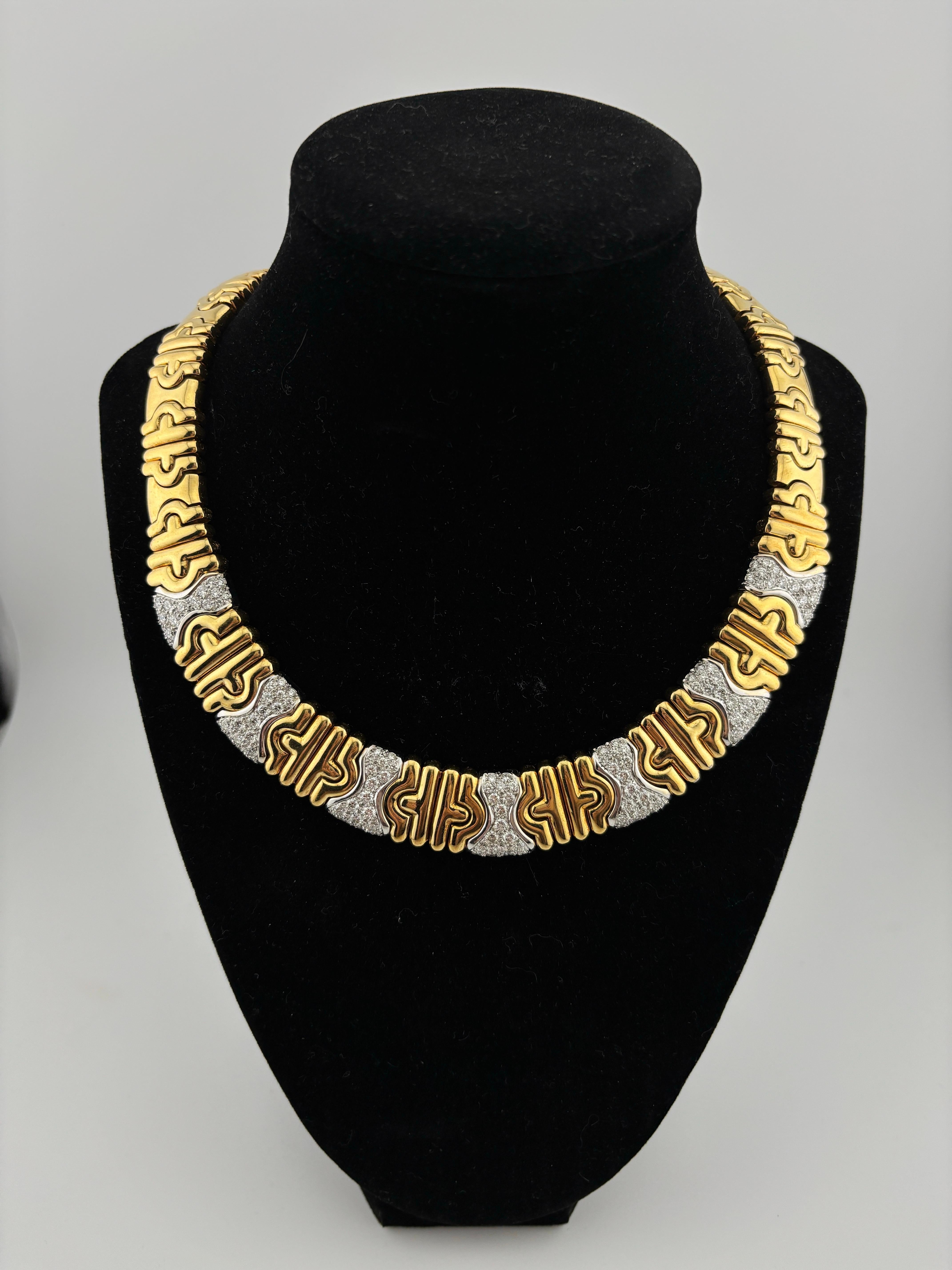 Collier large en or jaune 18 carats et diamants de style Parisi en vente 12