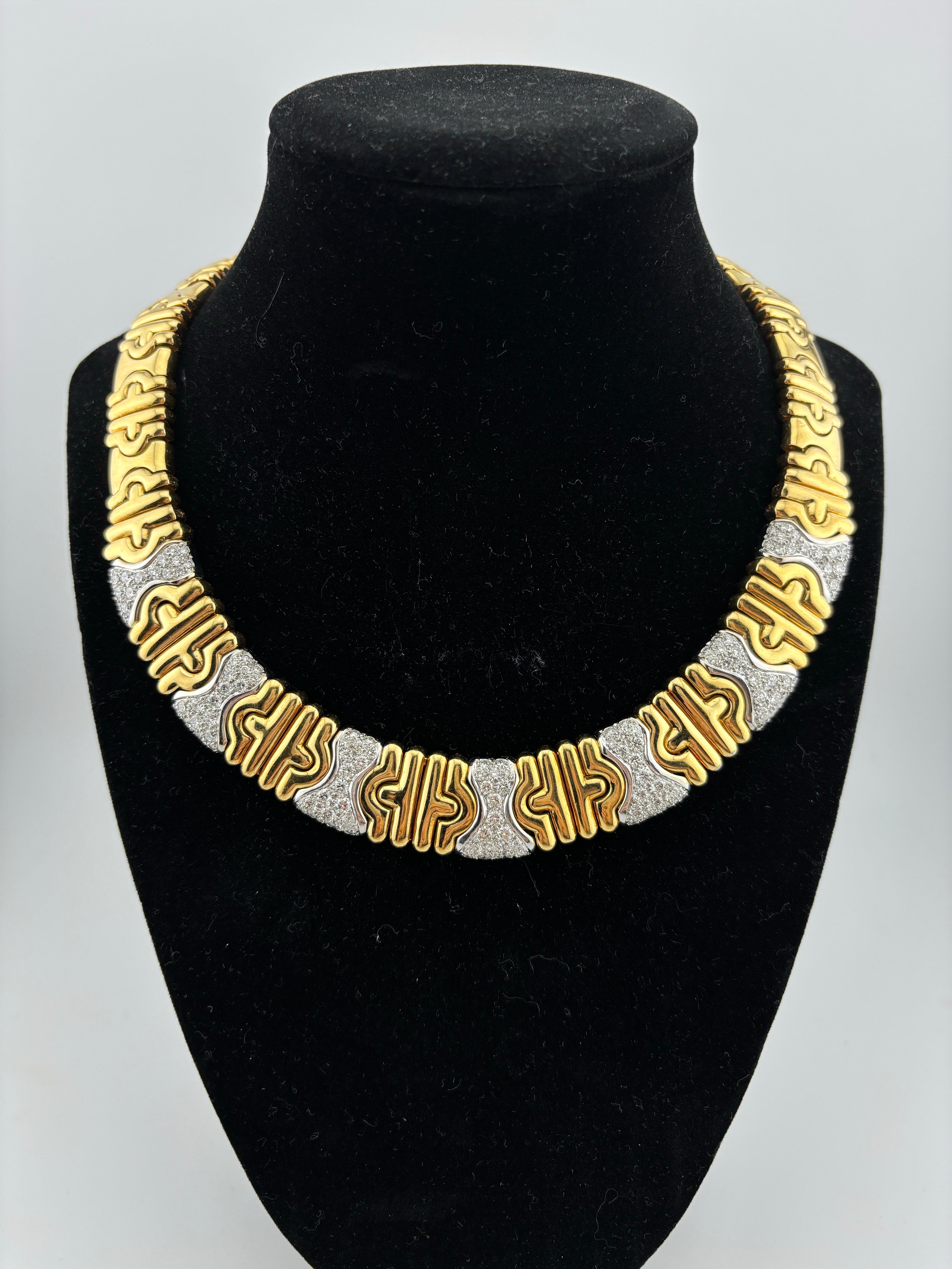 Collier large en or jaune 18 carats et diamants de style Parisi en vente 13