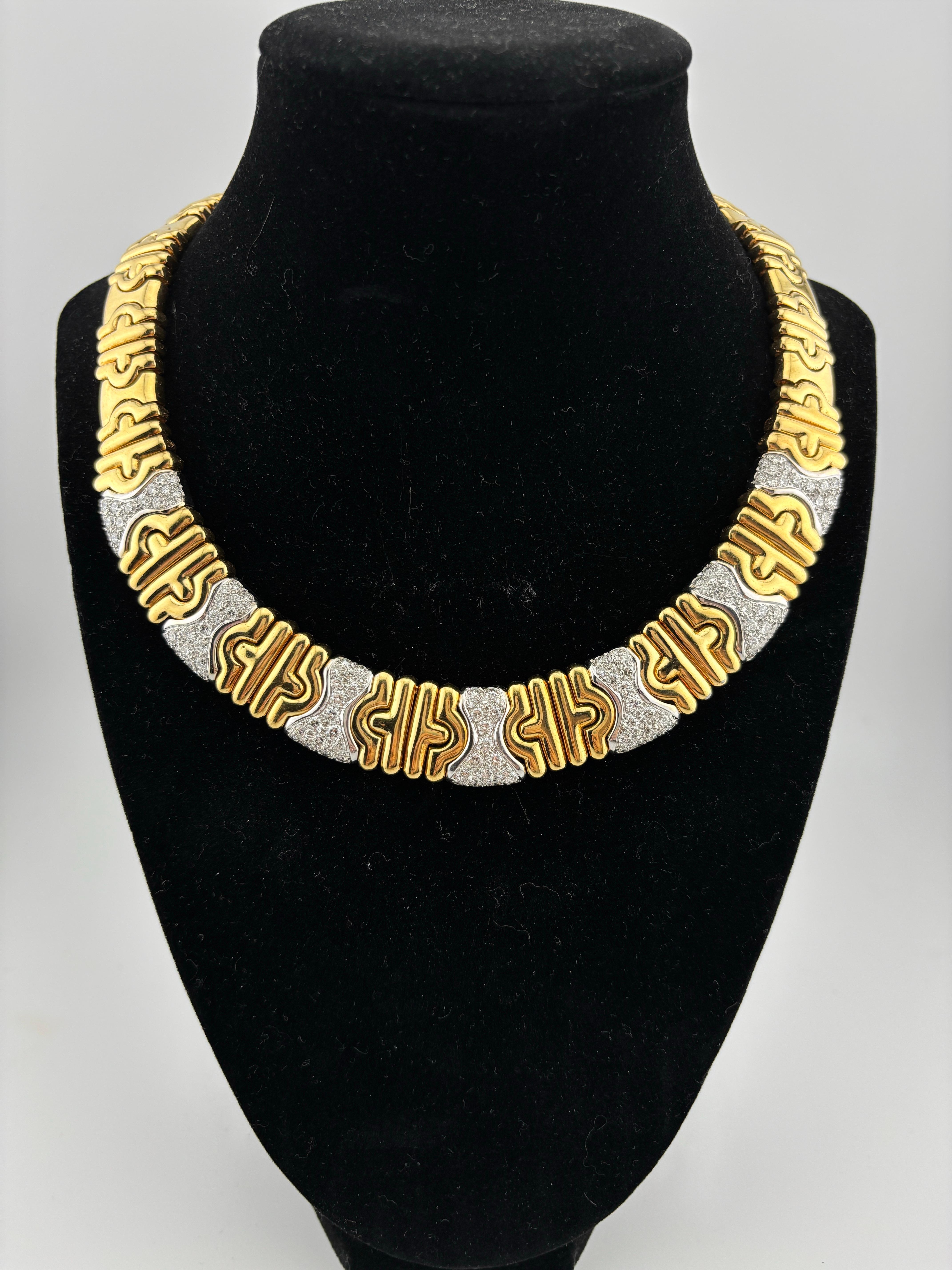 Collier large en or jaune 18 carats et diamants de style Parisi Bon état - En vente à Bernardsville, NJ