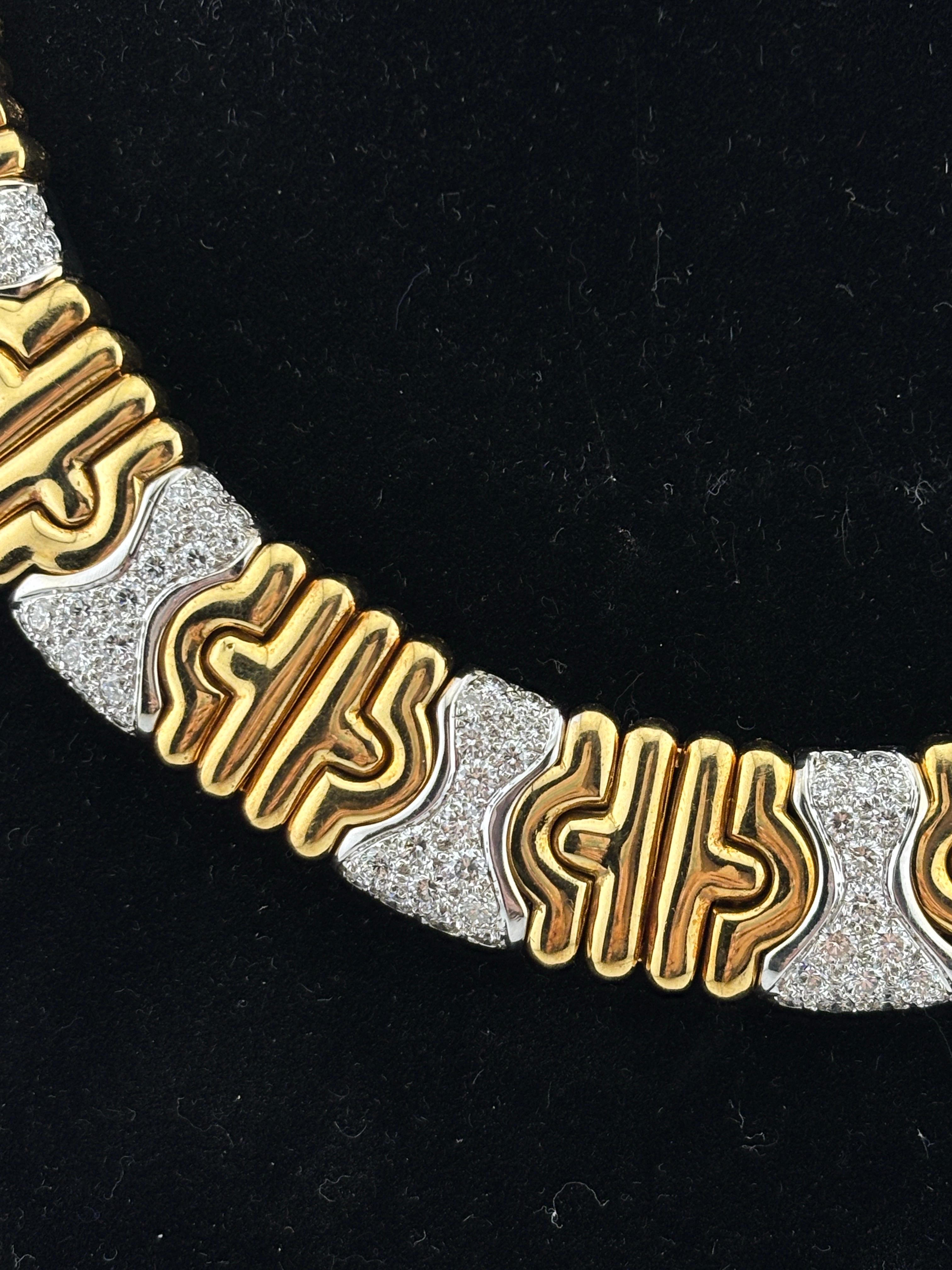 Collier large en or jaune 18 carats et diamants de style Parisi en vente 1