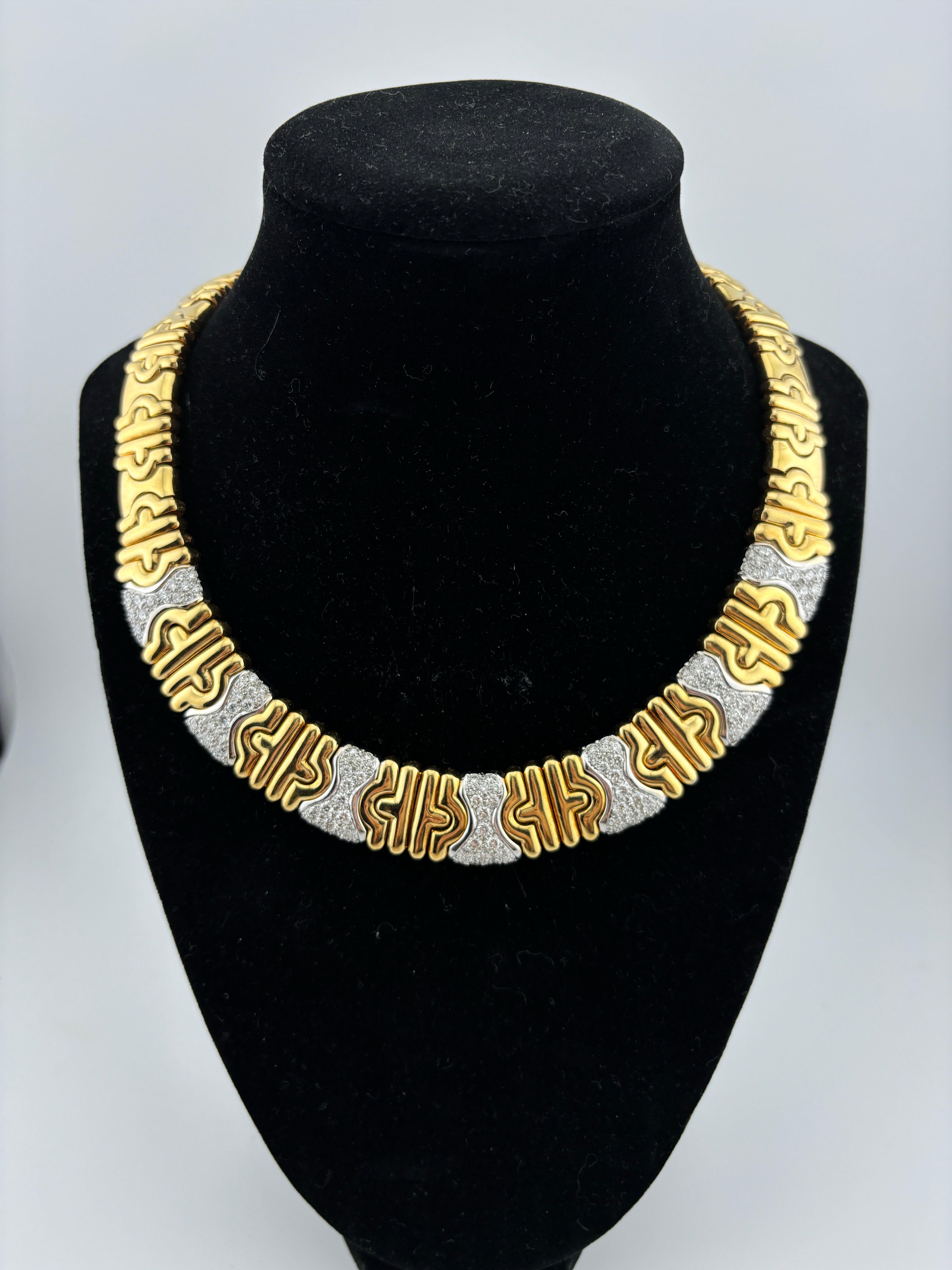 Collier large en or jaune 18 carats et diamants de style Parisi en vente 4