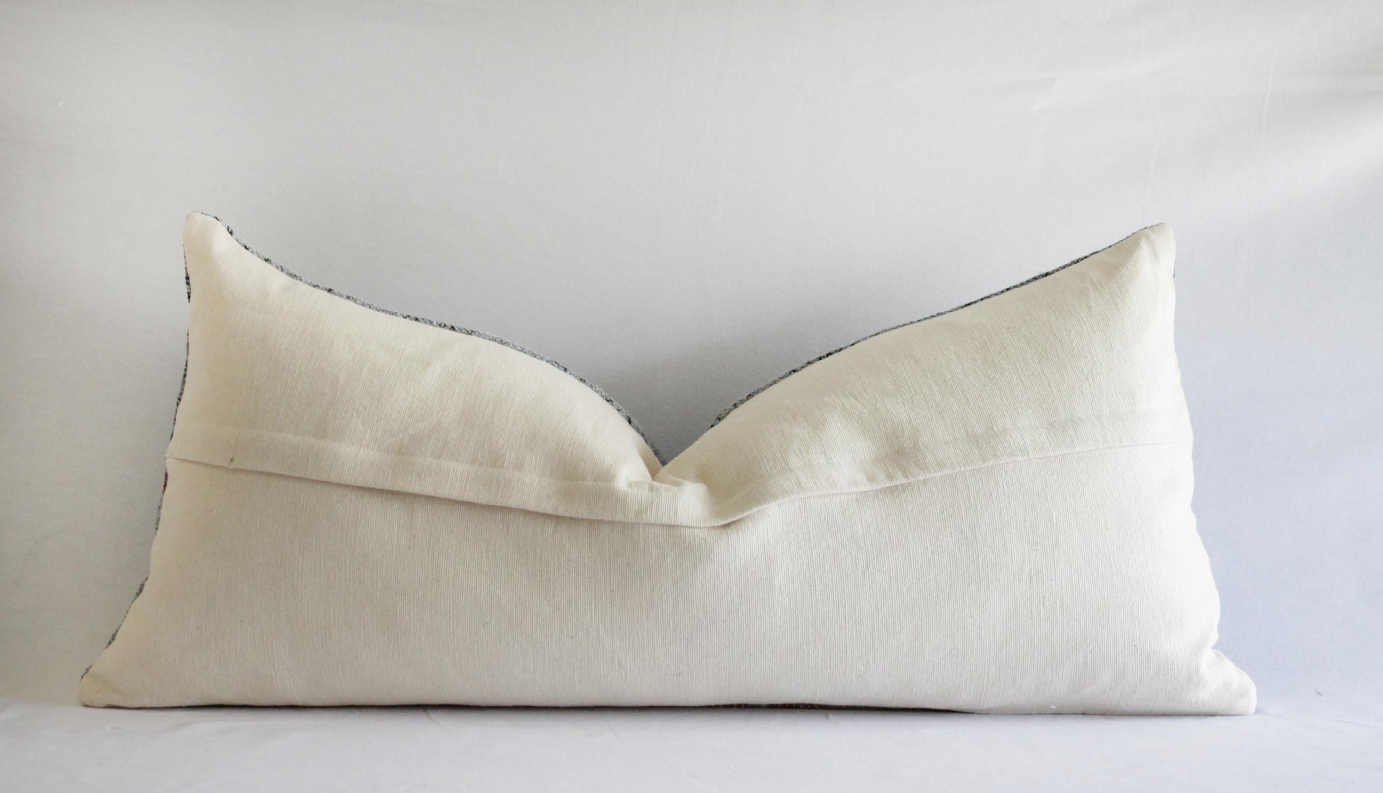 Contemporary Heavy Woven Cotton Accent Lumbar Pillow