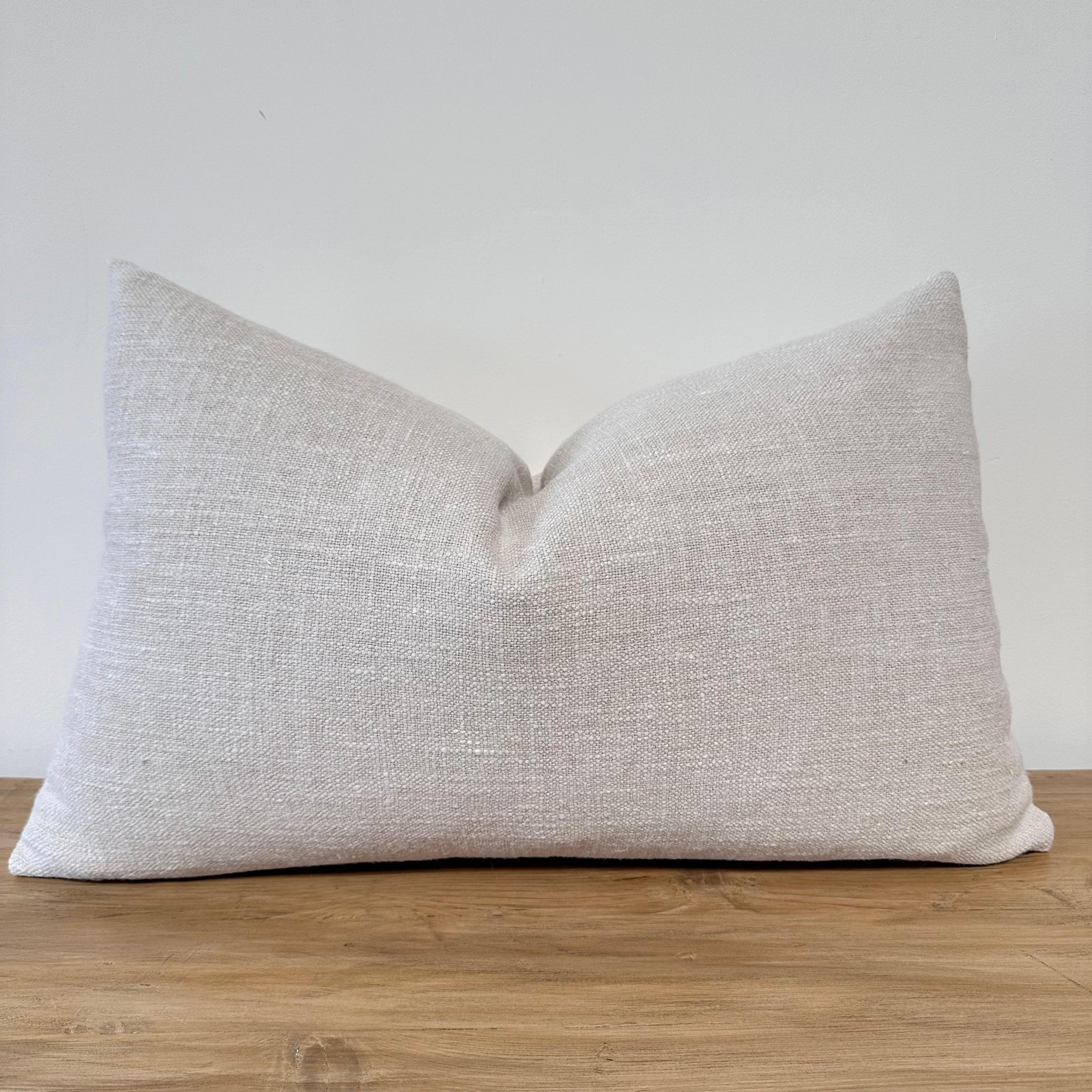Laine Coussin lombaire en lin texturé tissé à la main en vente