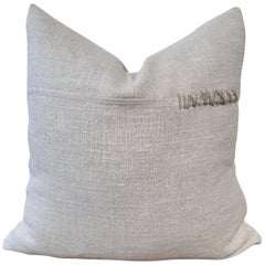 Heavy Woven Textured Linen Pillow with Hand Stitch Details