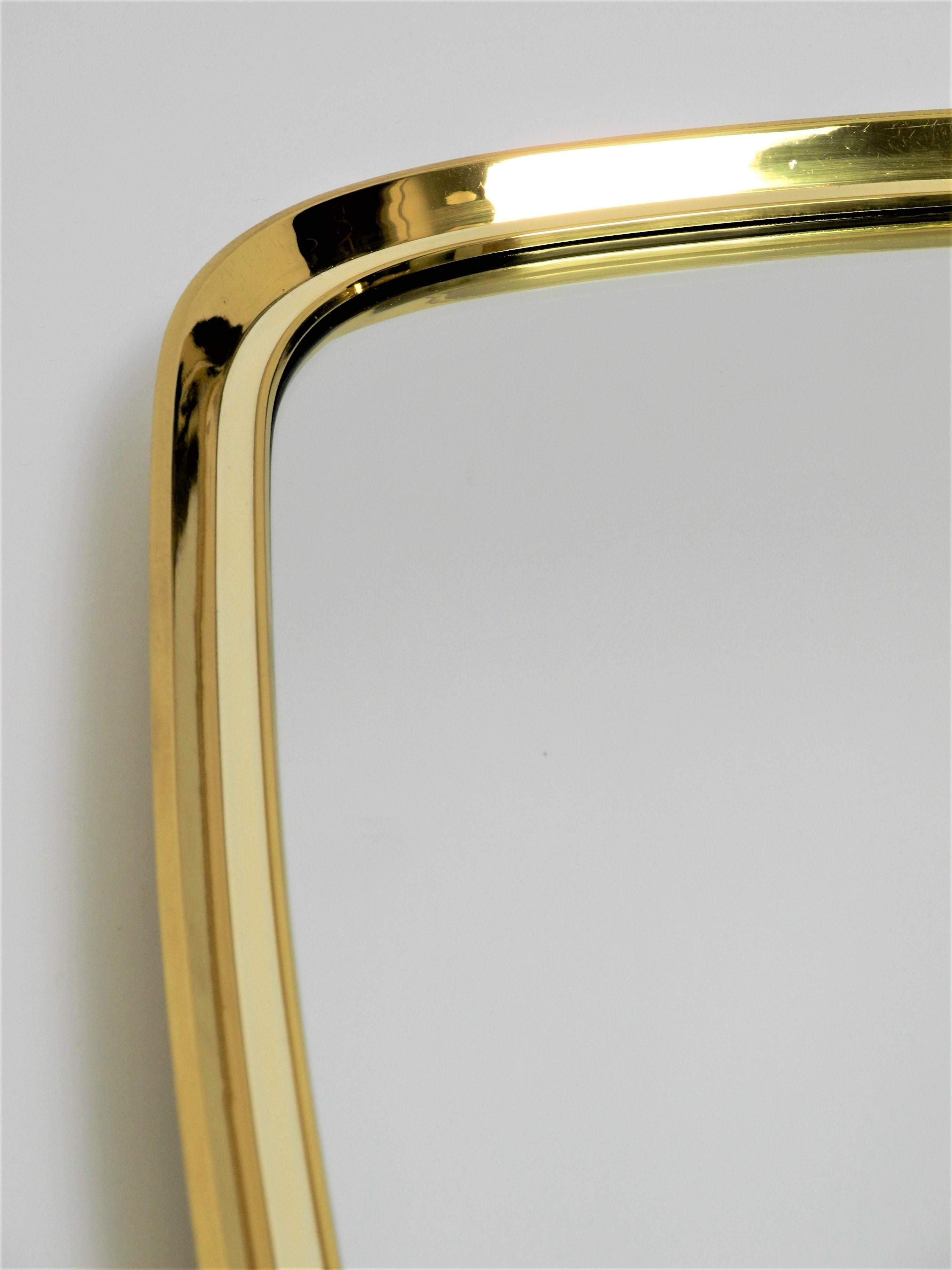 Mid-20th Century XL Mid-Century Brass Wall Mirror by Münchner Zierspiegel For Sale