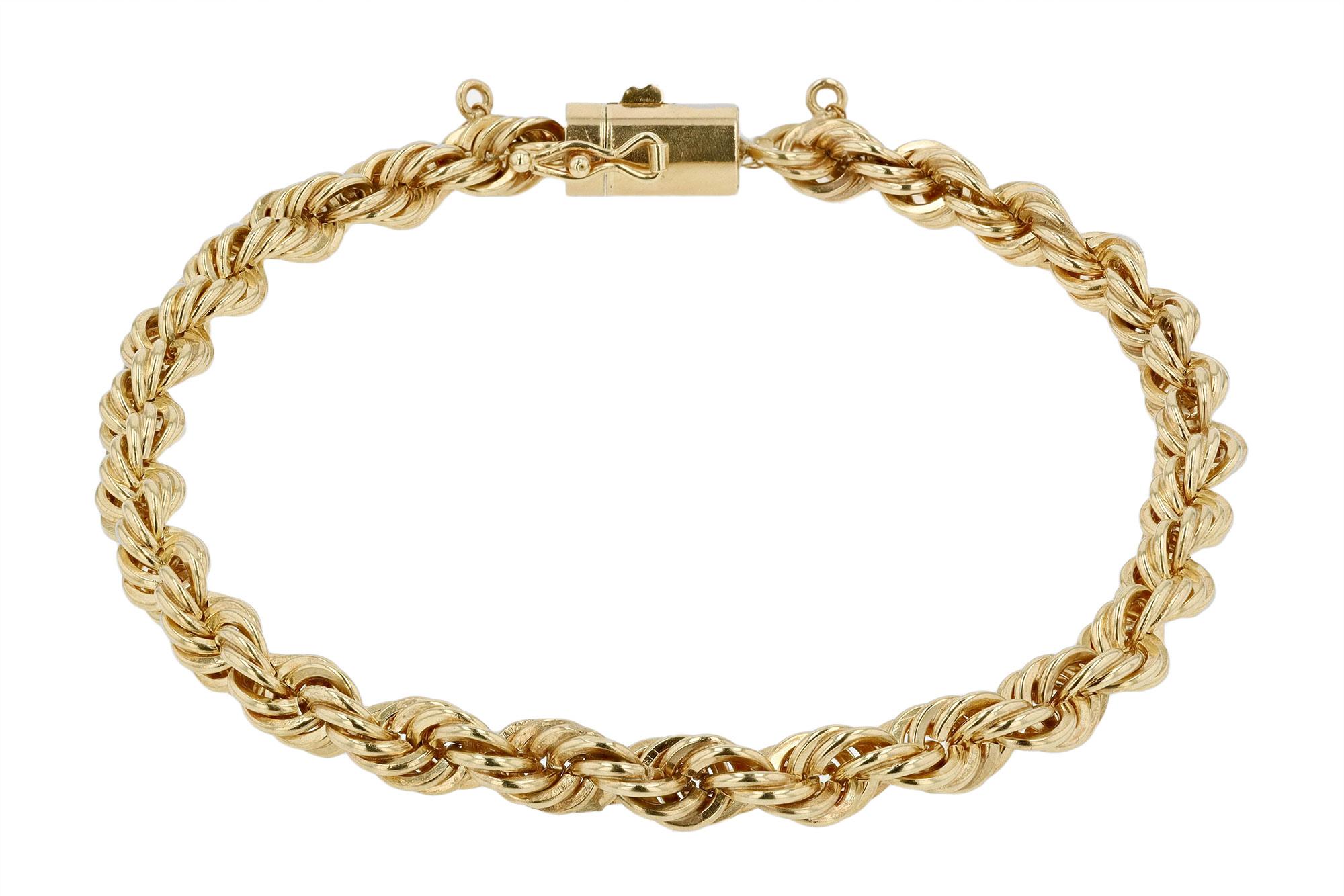 Schweres Gelbgold solide Seilkette Unisex-Armband im Zustand „Gut“ in Santa Barbara, CA