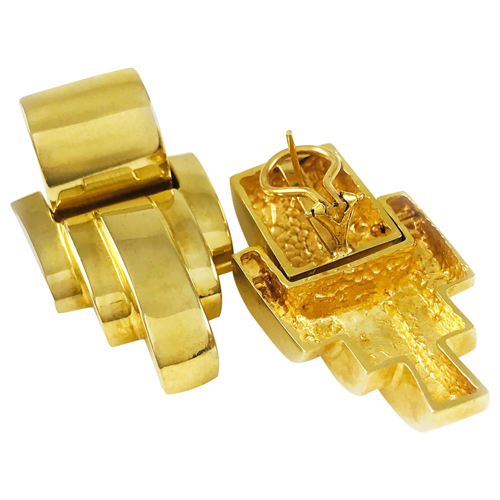 Boucles d
oreilles en or jaune 14k