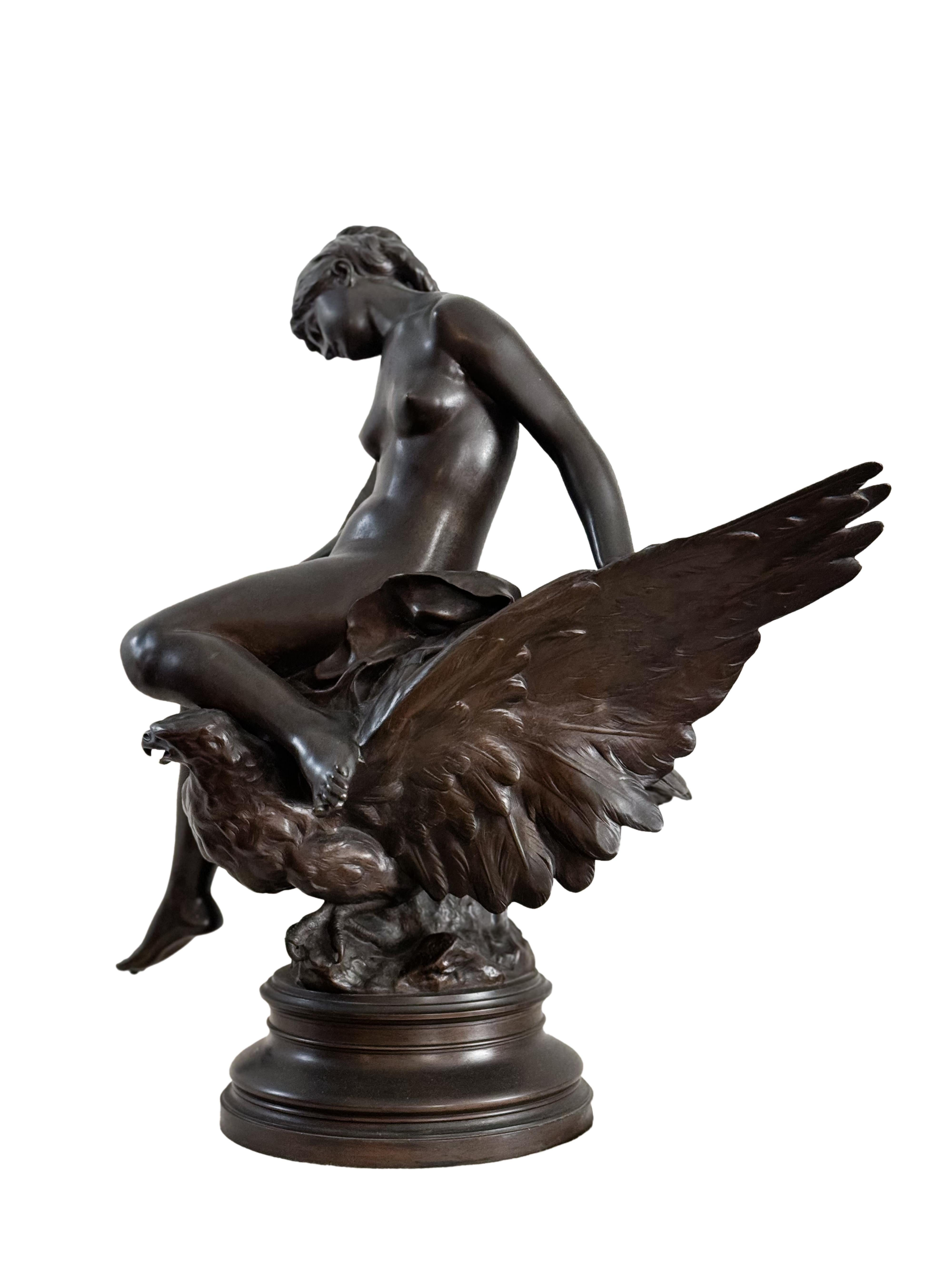 Romantico Statua di Ebe e dell'aquila di Giove di Jules Roulleau in vendita