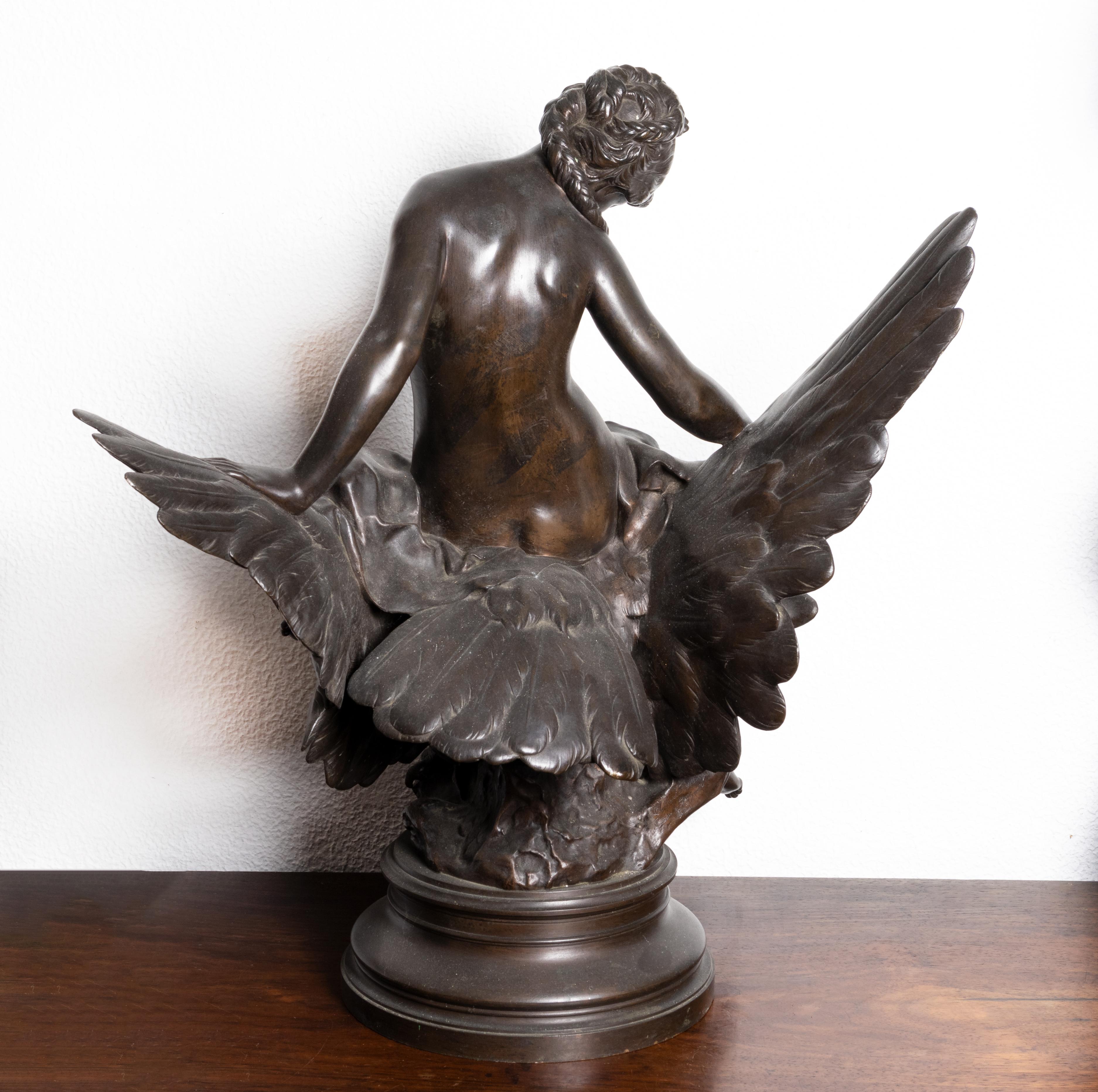 French Hebe and the eagle of Jupiter statue by Jules Roulleau  For Sale
