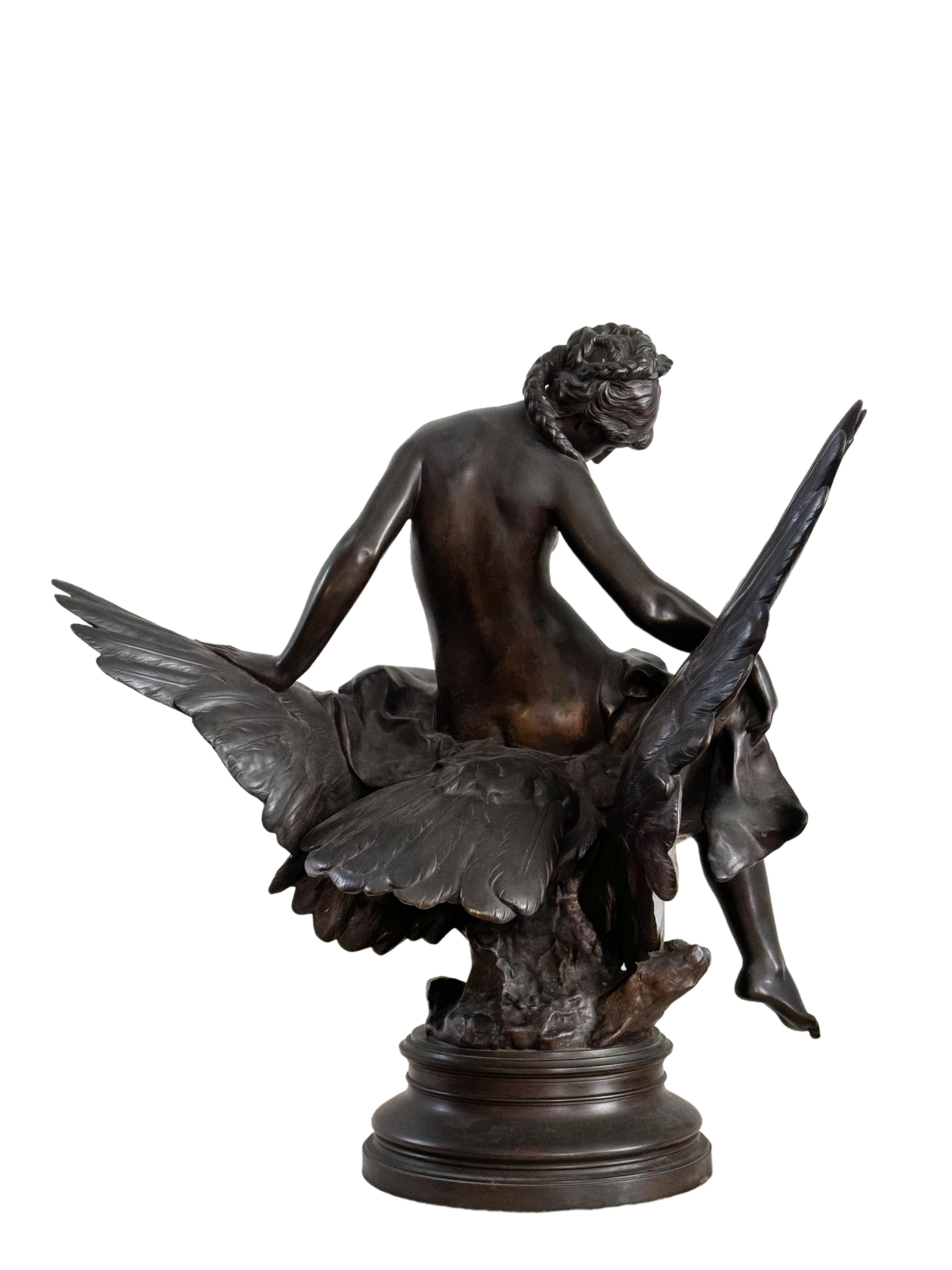 Patinato Statua di Ebe e dell'aquila di Giove di Jules Roulleau in vendita