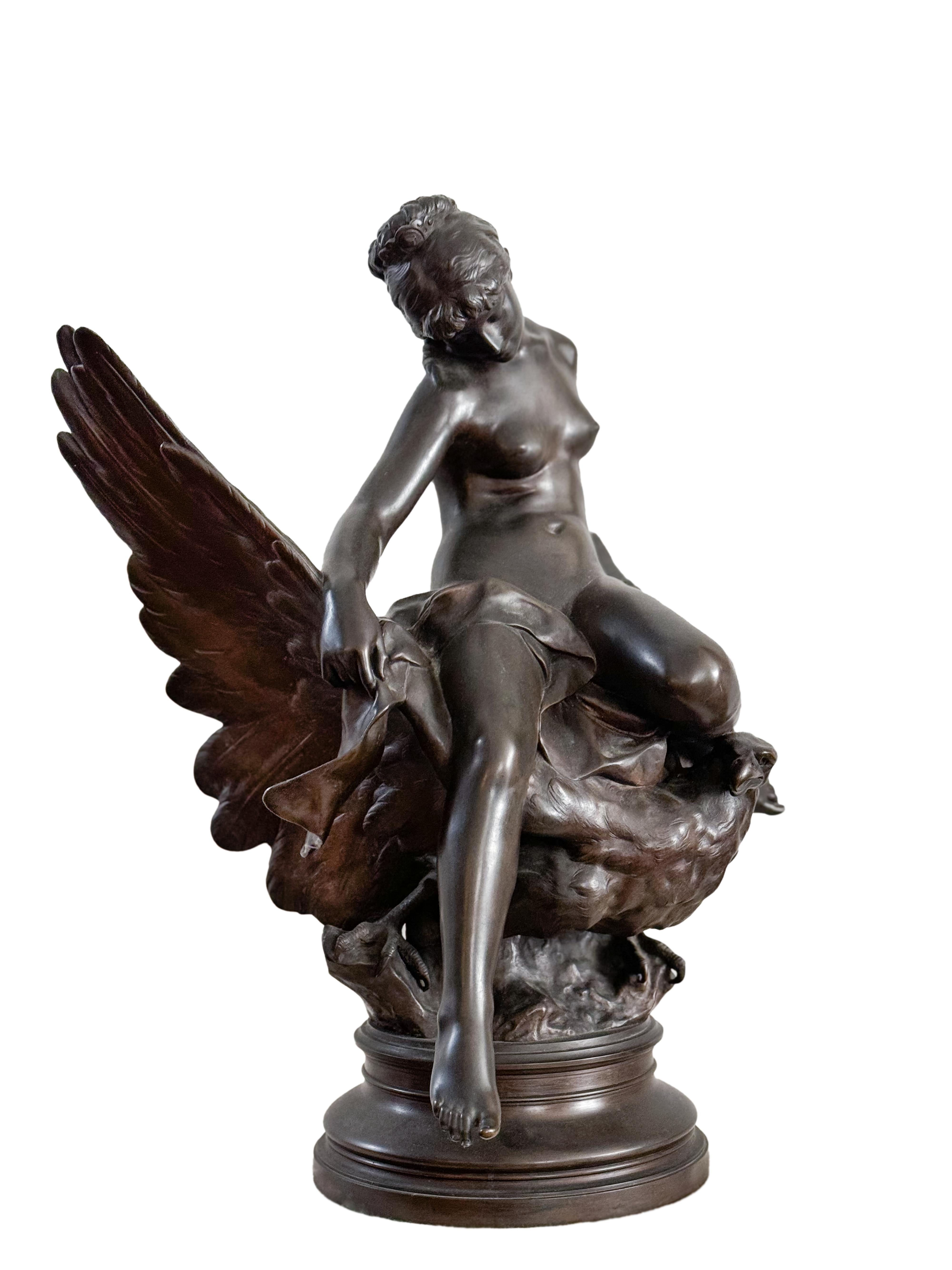 XIX secolo Statua di Ebe e dell'aquila di Giove di Jules Roulleau in vendita