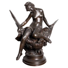 Antique Hebe and the eagle of Jupiter statue by Jules Roulleau 