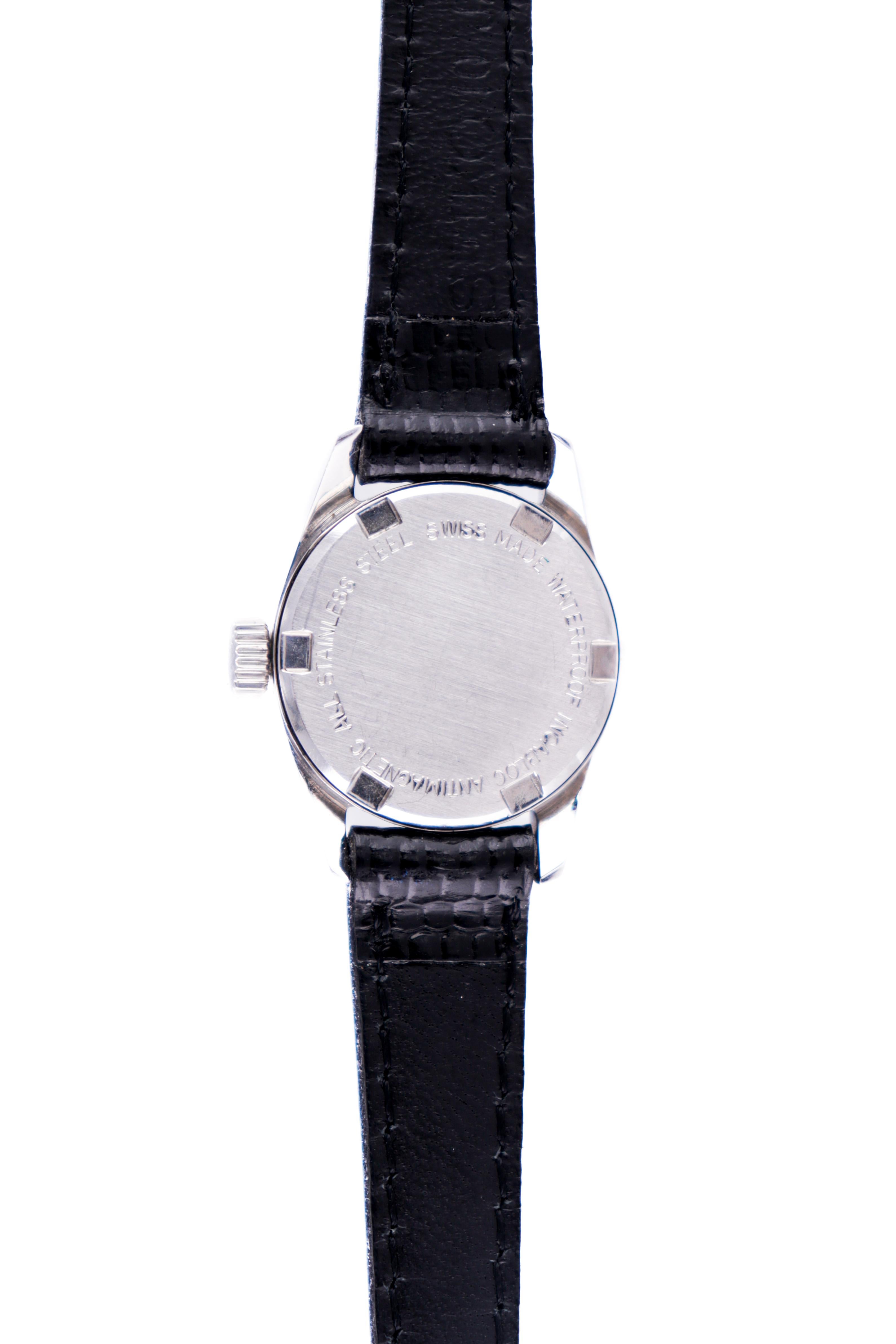 Hebe Stainless Steel New Old Stock Condition Ladies Strap Watch, circa 1960s For Sale 1