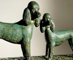 "Poodles: Nora and Sheila" Herbert Haseltine, Bronze Dogs Animals Sculpture