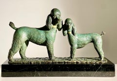 Vintage "Poodles: Nora and Sheila" Herbert Haseltine, 1944 Bronze Animalier Sculpture