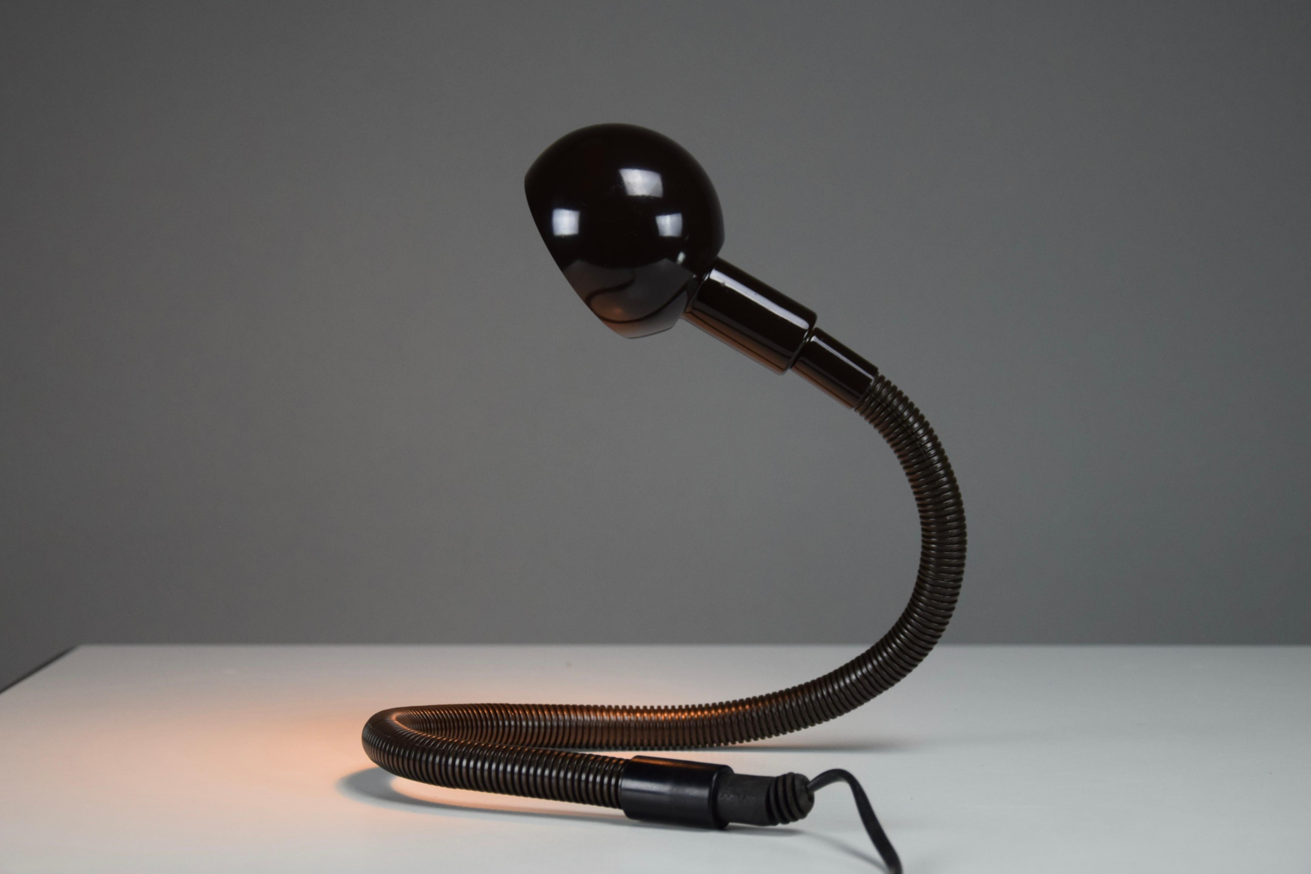 Metal Hebi Flexible Dark Brown Table Lamp by Isao Hosoe for Valenti Italy For Sale