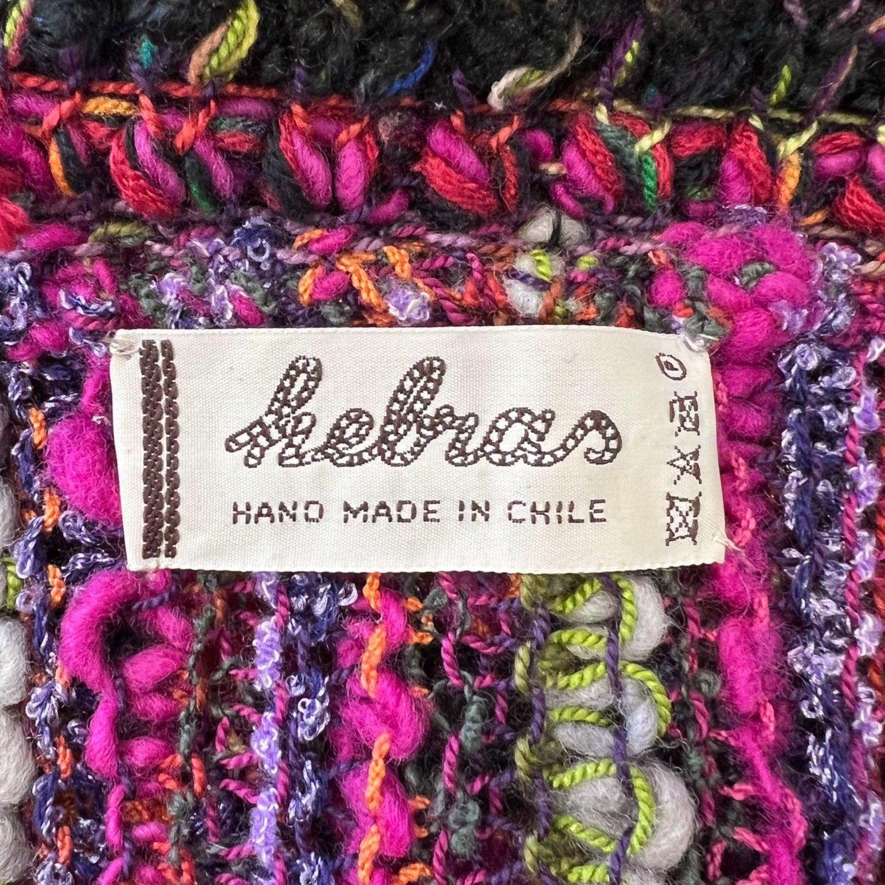 Hebras Handcrafted Chilean Multi-Color Open Weave Textured Coat In Excellent Condition For Sale In Los Angeles, CA