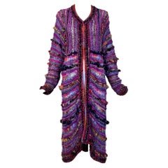 Hebras Handcrafted Chilean Multi-Color Open Weave Textured Coat