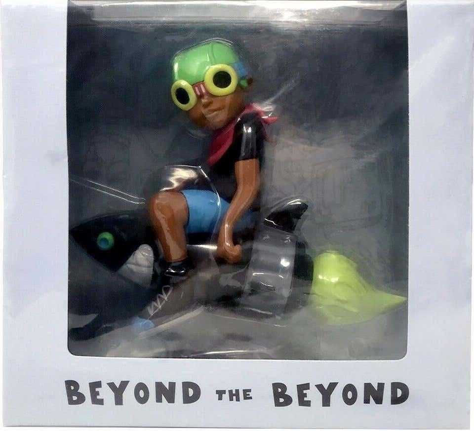 Hebru Brantley Beyond the Beyond, 2018. Set of 2 Hebru Brantley Flyboy’s, each new in original packaging.

Medium: Painted cast vinyl. 
Dimensions (applies to each individual figure): 9 x 8 x 4 inches (22.9 x 20.3 x 10.2 cm). 
Each new in its