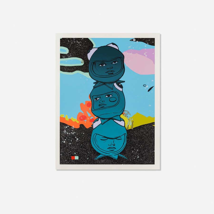 Hebru Brantley Three the Hard Way Diamond Dust Embellished Screenprint