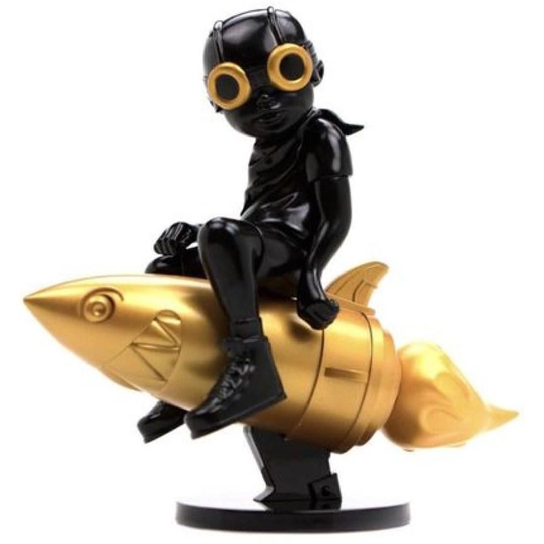 Hebru Brantley Figurative Sculpture - Fly Boy Beyond The Beyond – Black/Gold