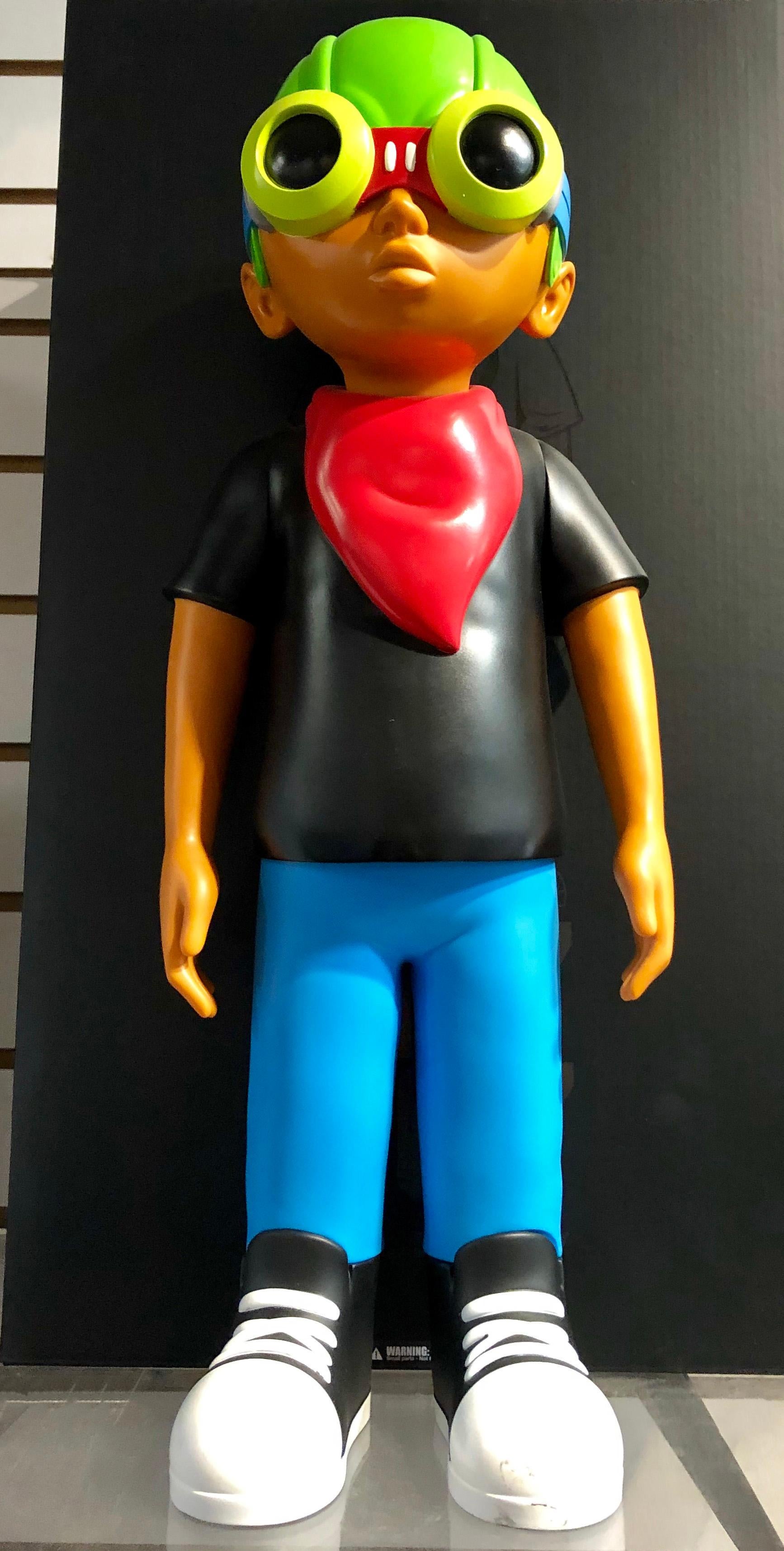 Hebru Brantley 18 inch Flyboy, 2018. New with its original box. 

Medium: Painted Cast Vinyl
Year: 2018
Dimensions: 18 x 7 x 5 inches  
New in its original packaging  
From a sold out un-numbered edition
Authenticity guaranteed. Stamped on underside