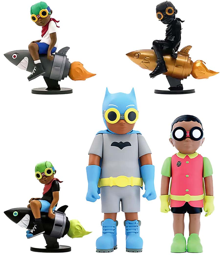 Hebru Brantley Flyboy set of 4 works (Hebru Brantley art toys)