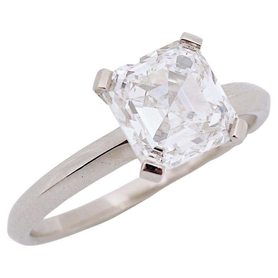 Hecate 2.23cts GIA Vintage Asscher Cut Diamond & Special Open Set in 18k Ring  For Sale