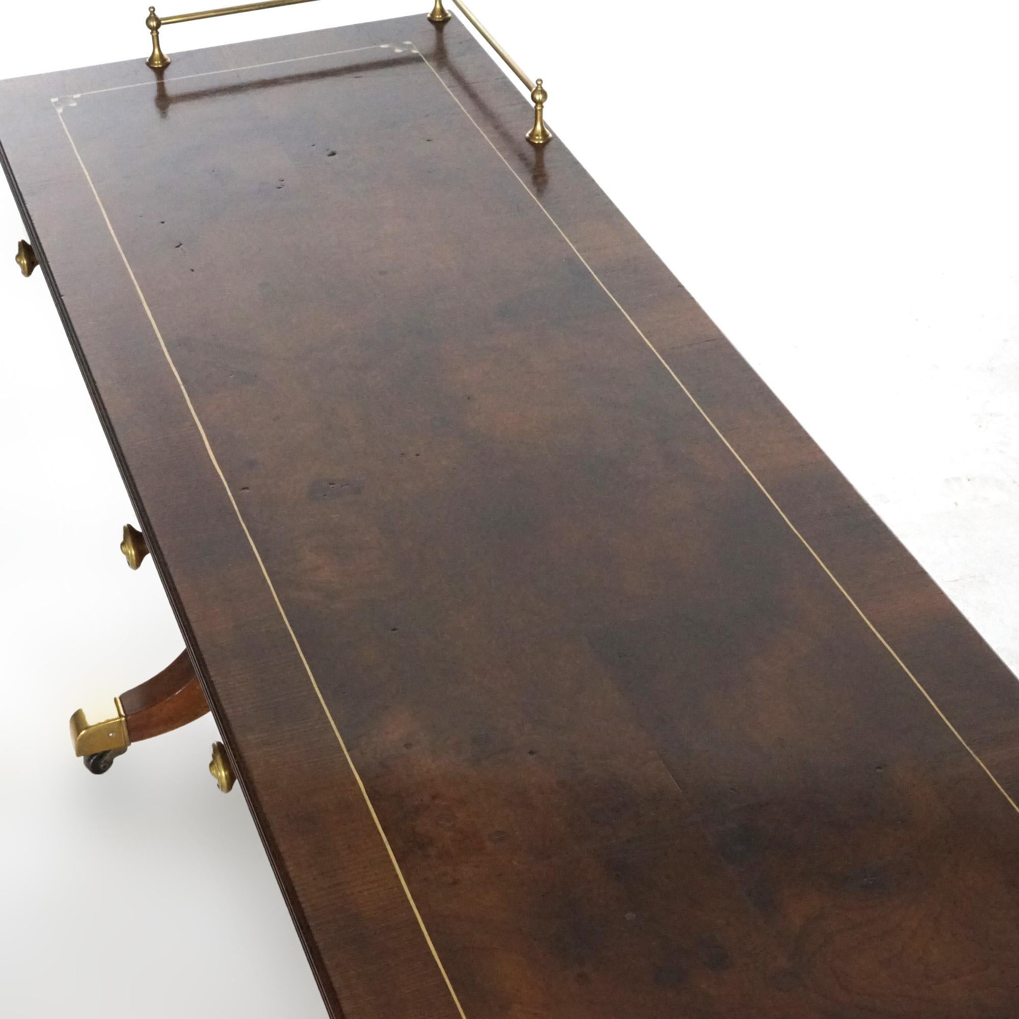 Heckman Burl & Mahogany chinoiserie Decorated Console Table, 20th Century 7