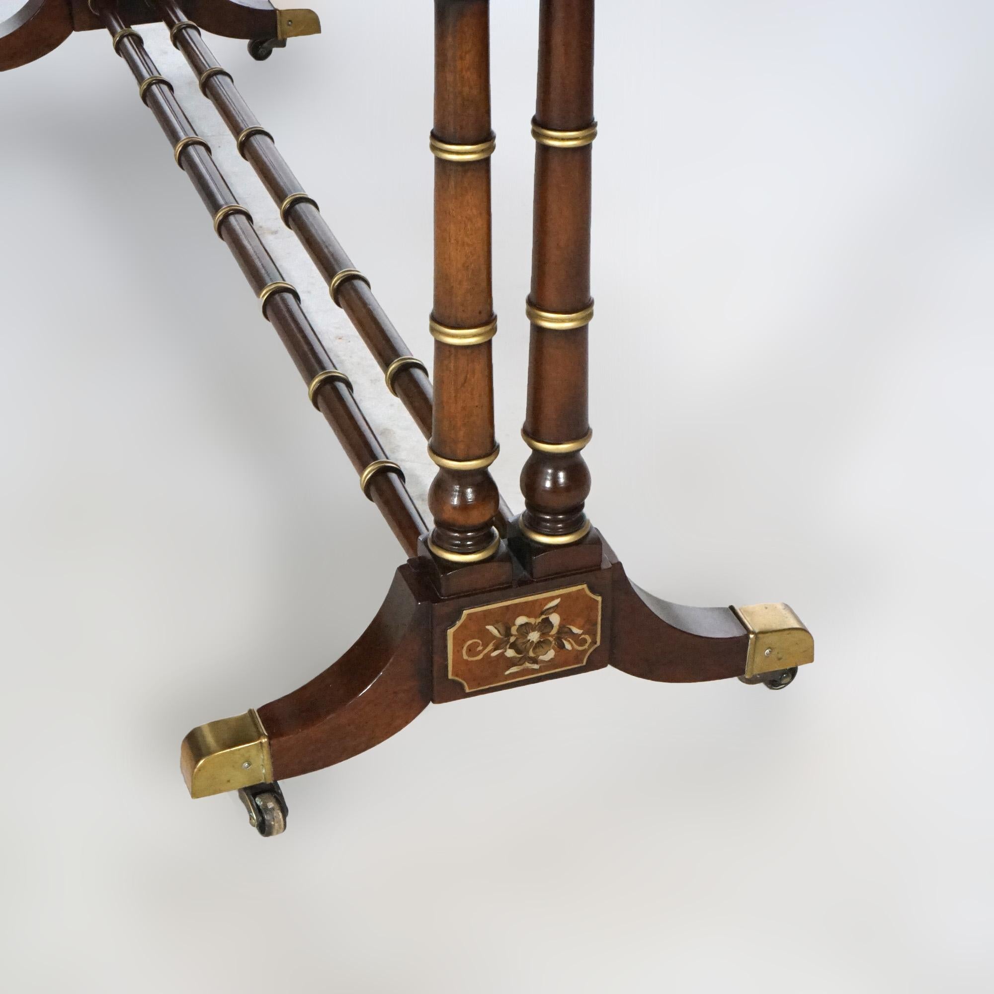 Heckman Burl & Mahogany chinoiserie Decorated Console Table, 20th Century 13