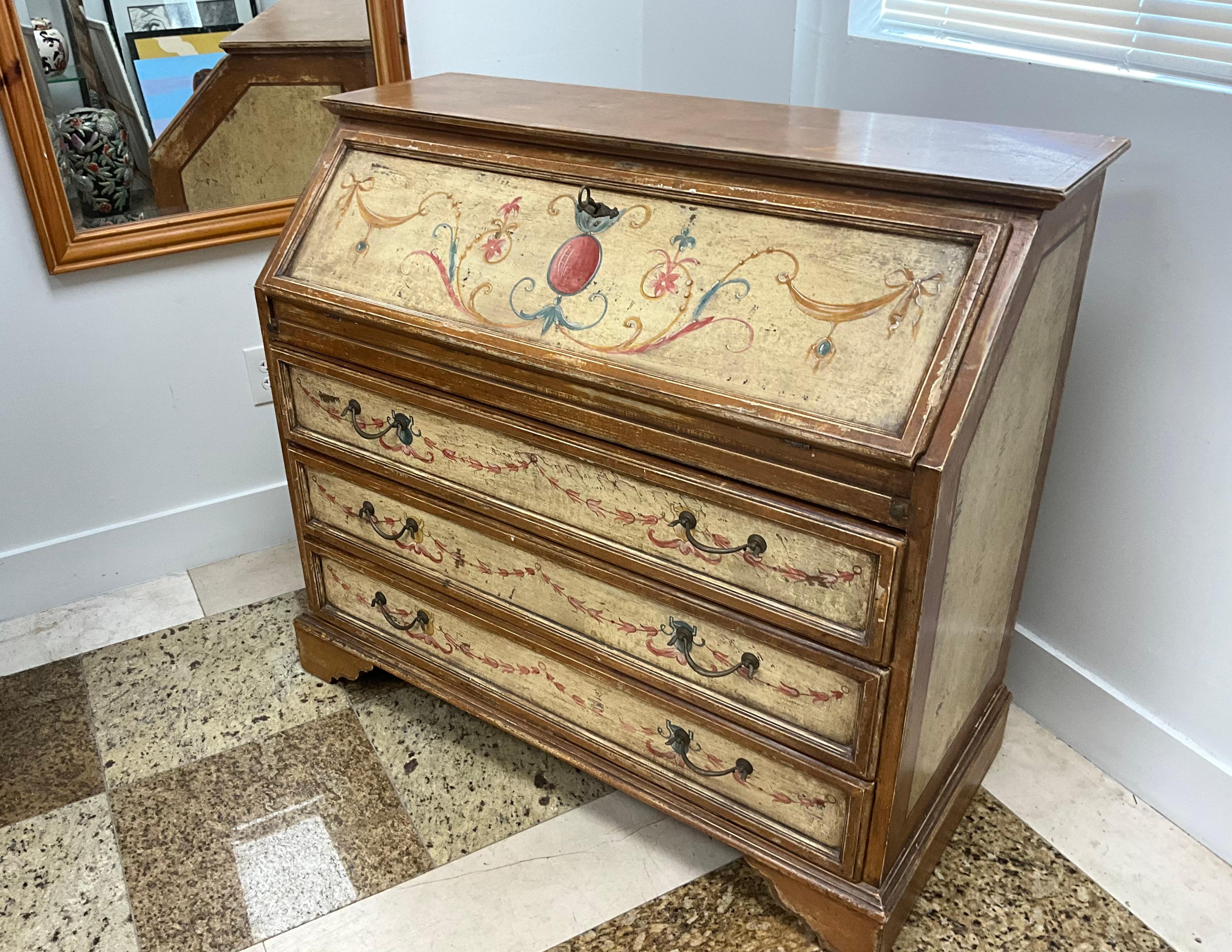 Heckman Furniture Painted Slant Front Secretary Desk - Late 20th ...