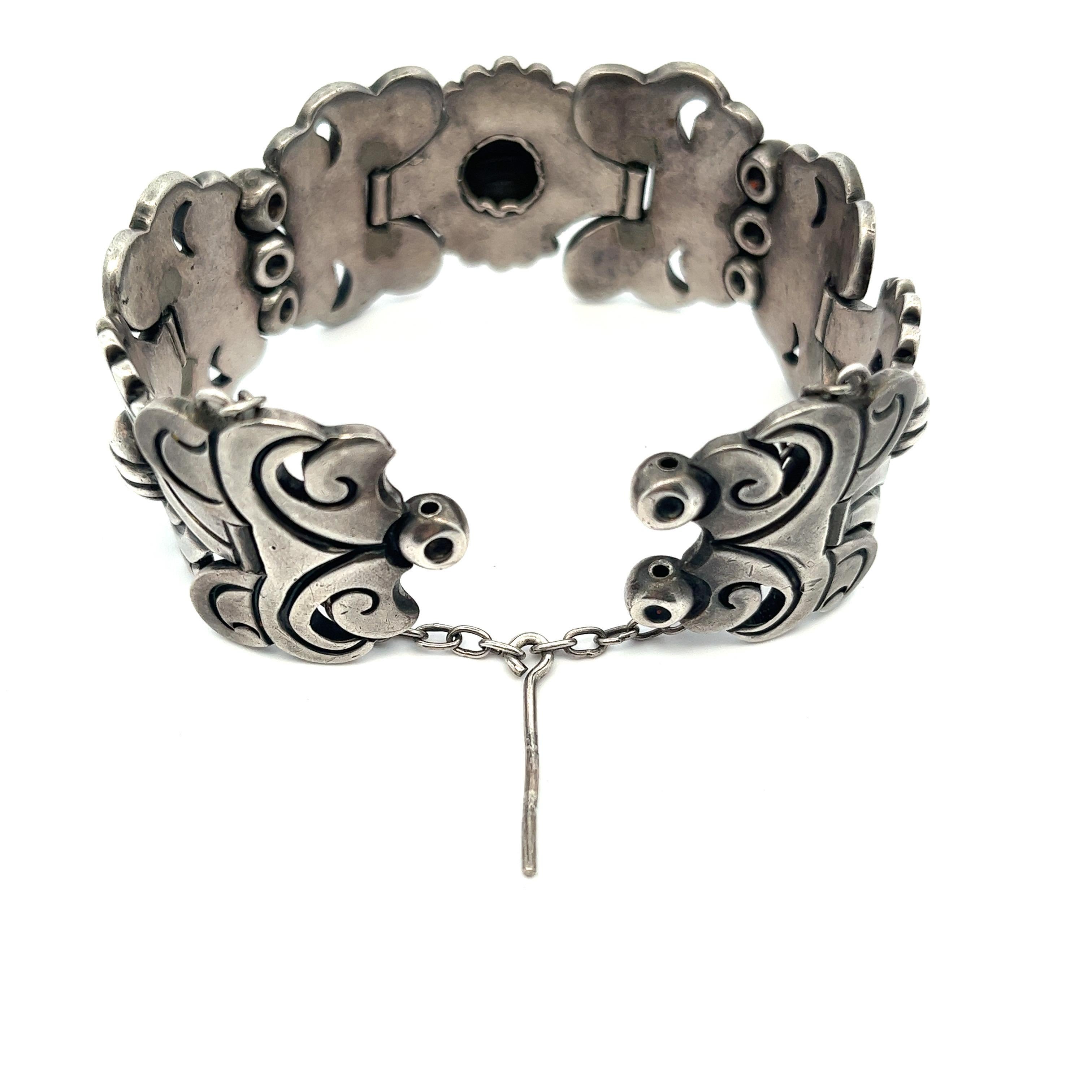 Hector Aguilar 940 Silver Maguey Bracelet In Good Condition In Fairfield, CT