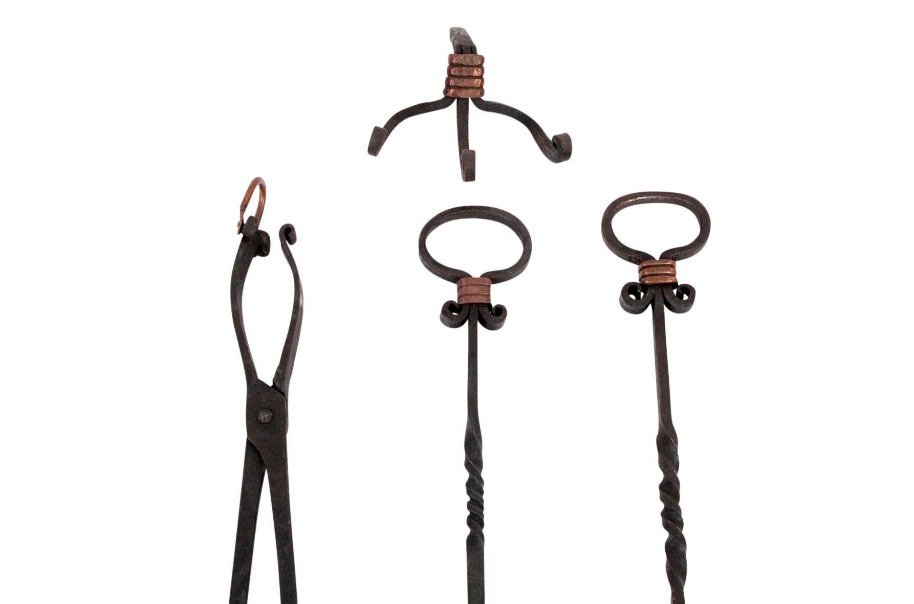 Copper Hector Aguilar Fireplace Tool Set