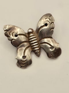Hector Aguilar Mexican Sterling Silver Butterfly Brooch