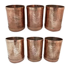 Héctor Aguilar Set of 6 Mexican Mid-Century Modern Copper Glasses