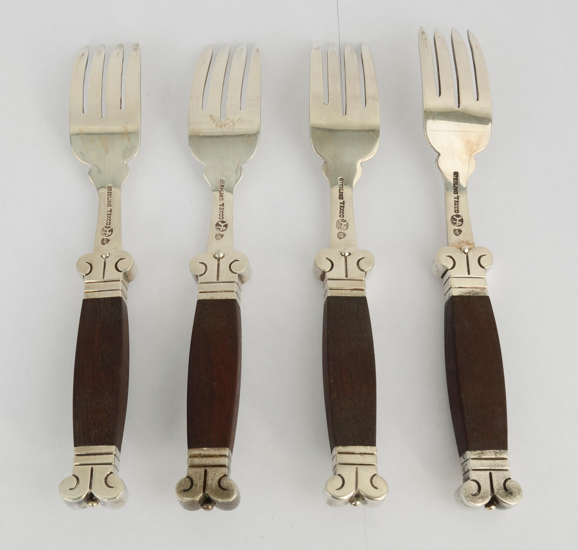 Hector Aguilar Sterling and Rosewood Flatware Set 4