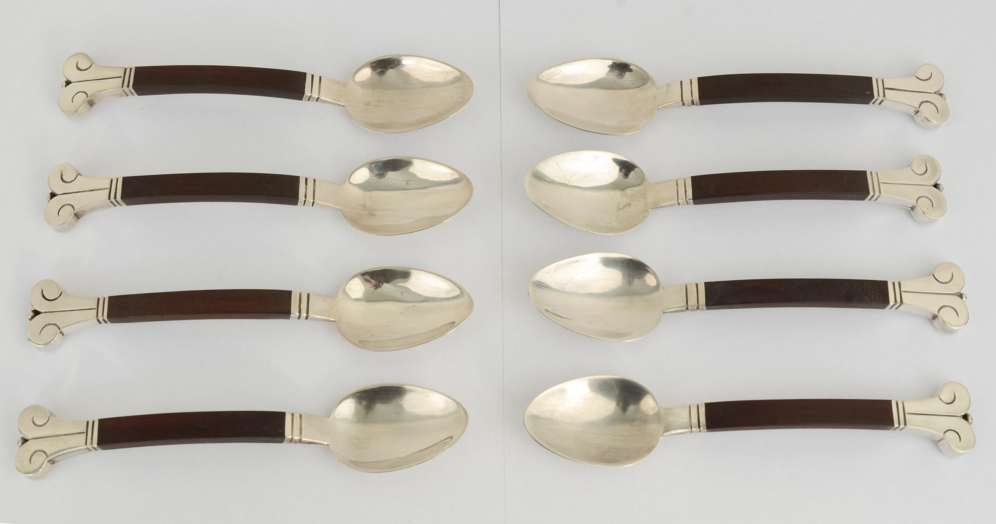 Hector Aguilar Sterling and Rosewood Flatware Set 5