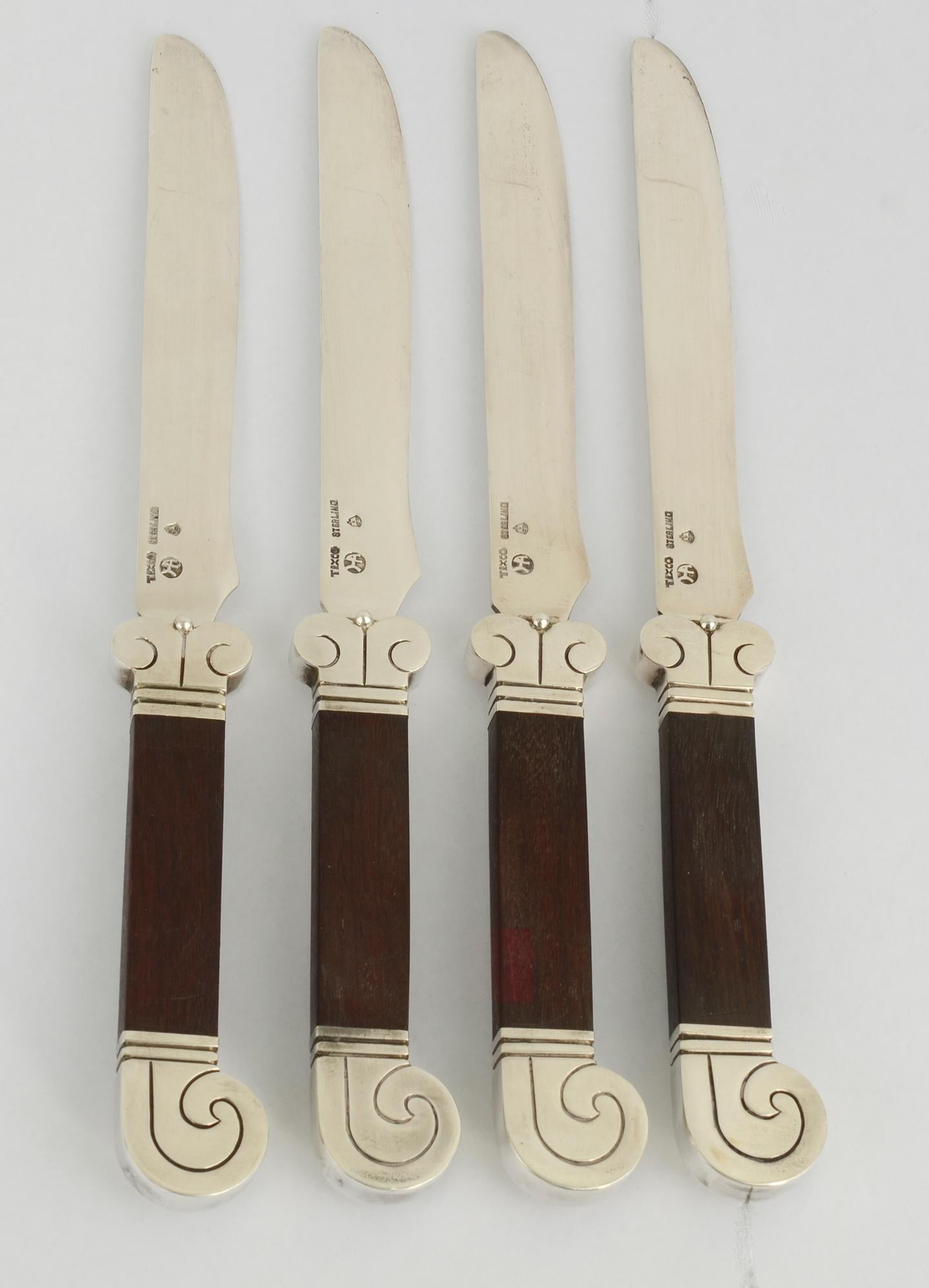 Modern Hector Aguilar Sterling and Rosewood Flatware Set