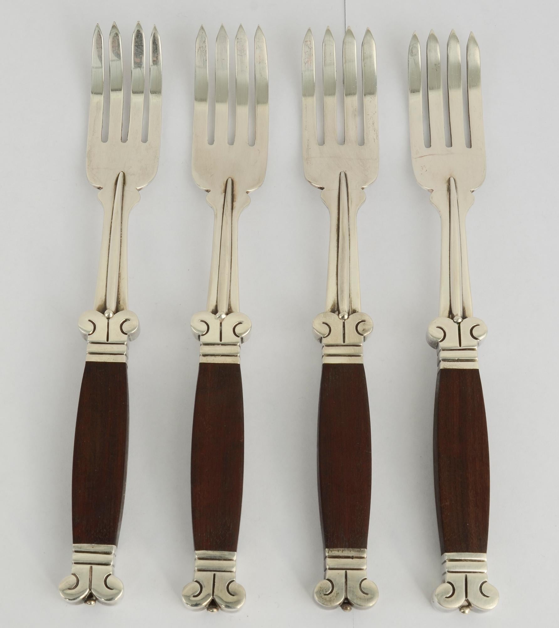 Hector Aguilar Sterling and Rosewood Flatware Set 1