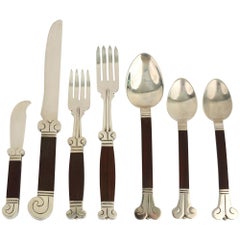 Hector Aguilar Sterling and Rosewood Flatware Set