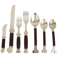 Vintage Hector Aguilar Sterling and Rosewood Flatware Set