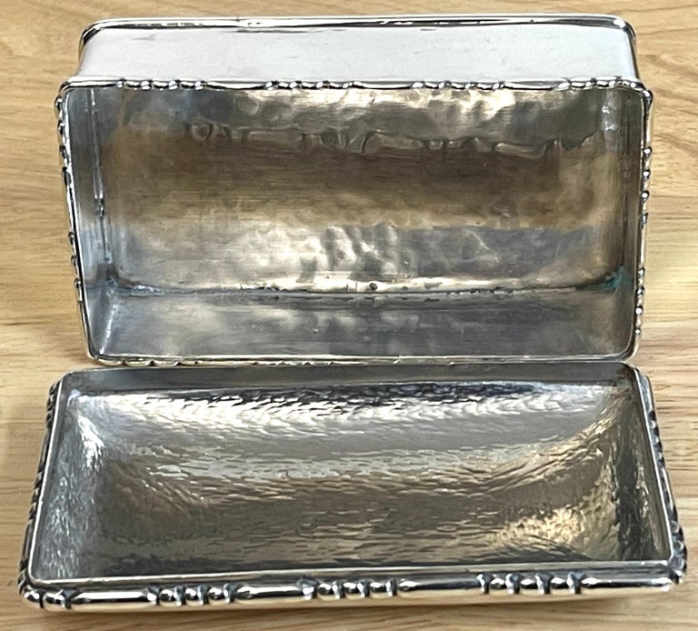 Sterling Silver Hector Aguilar Sterling Rectangular Box, Mexico C 1940 For Sale