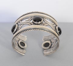 Hector Aguilar Sterling Silver and Onyx Cuff Bracelet