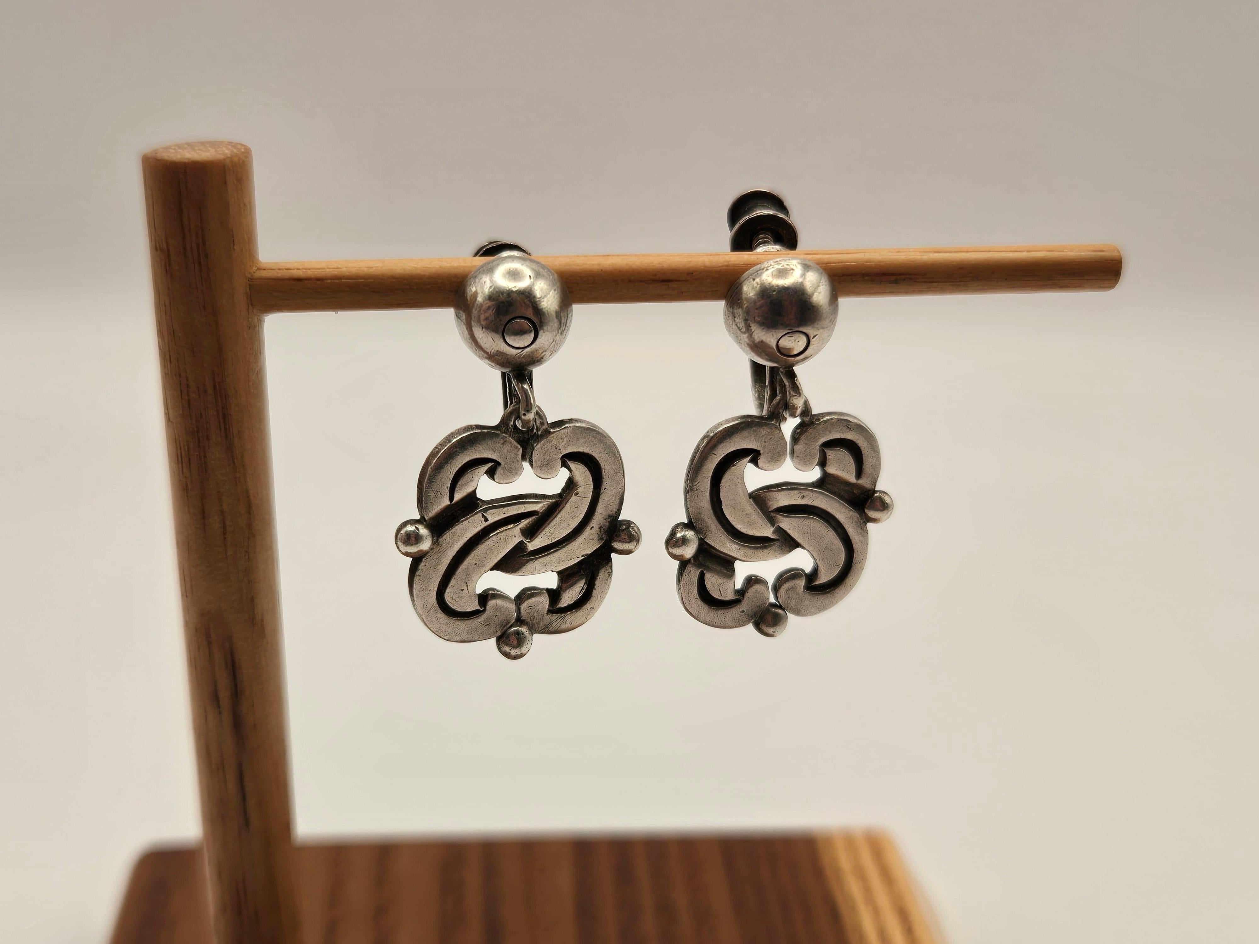 Hector Aguilar Orecchini a mezzaluna intrecciata in argento sterling con chiusura a clip e a vite In condizioni buone in vendita a Point Richmond, CA