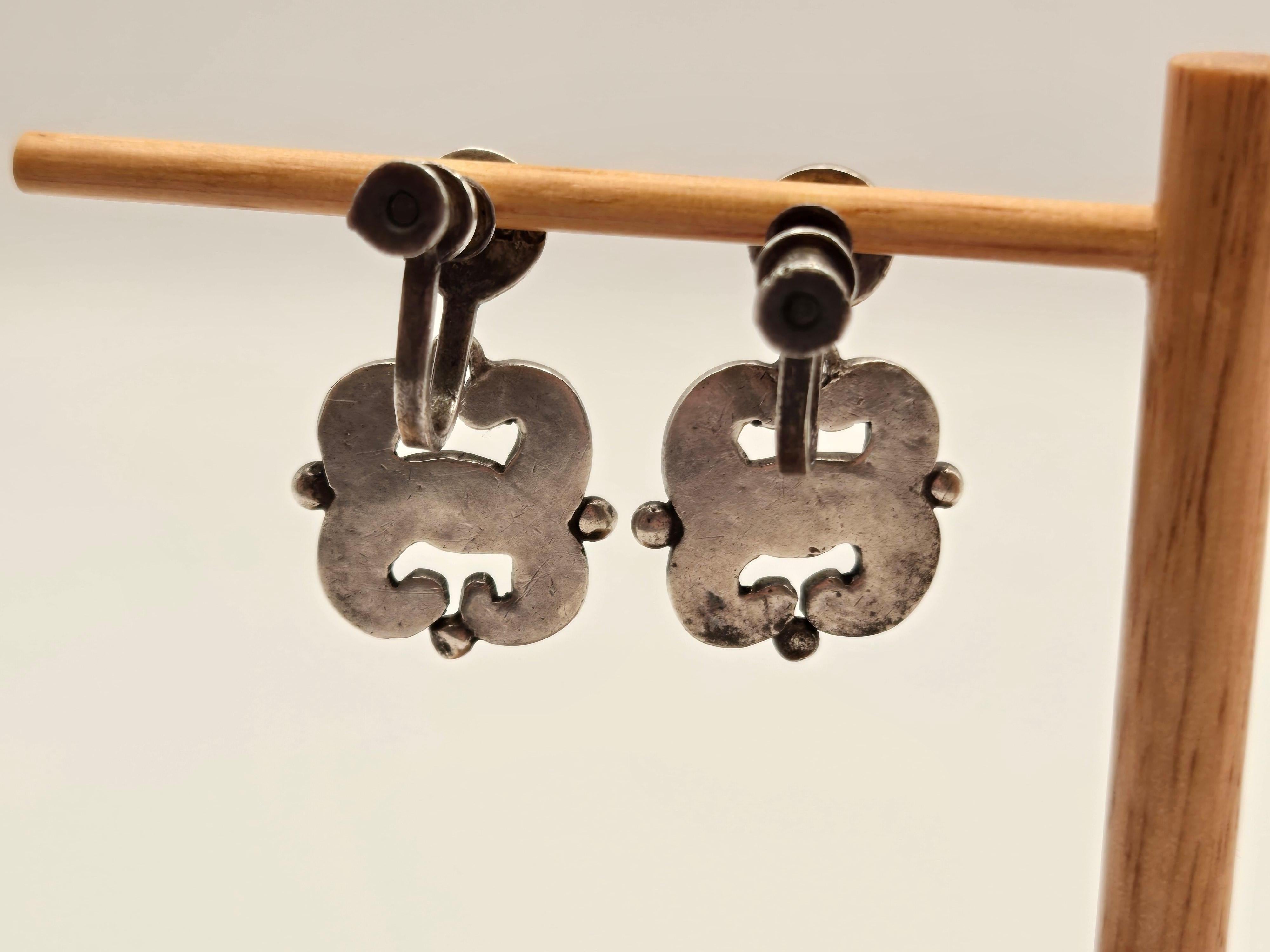 Hector Aguilar Orecchini a mezzaluna intrecciata in argento sterling con chiusura a clip e a vite in vendita 2