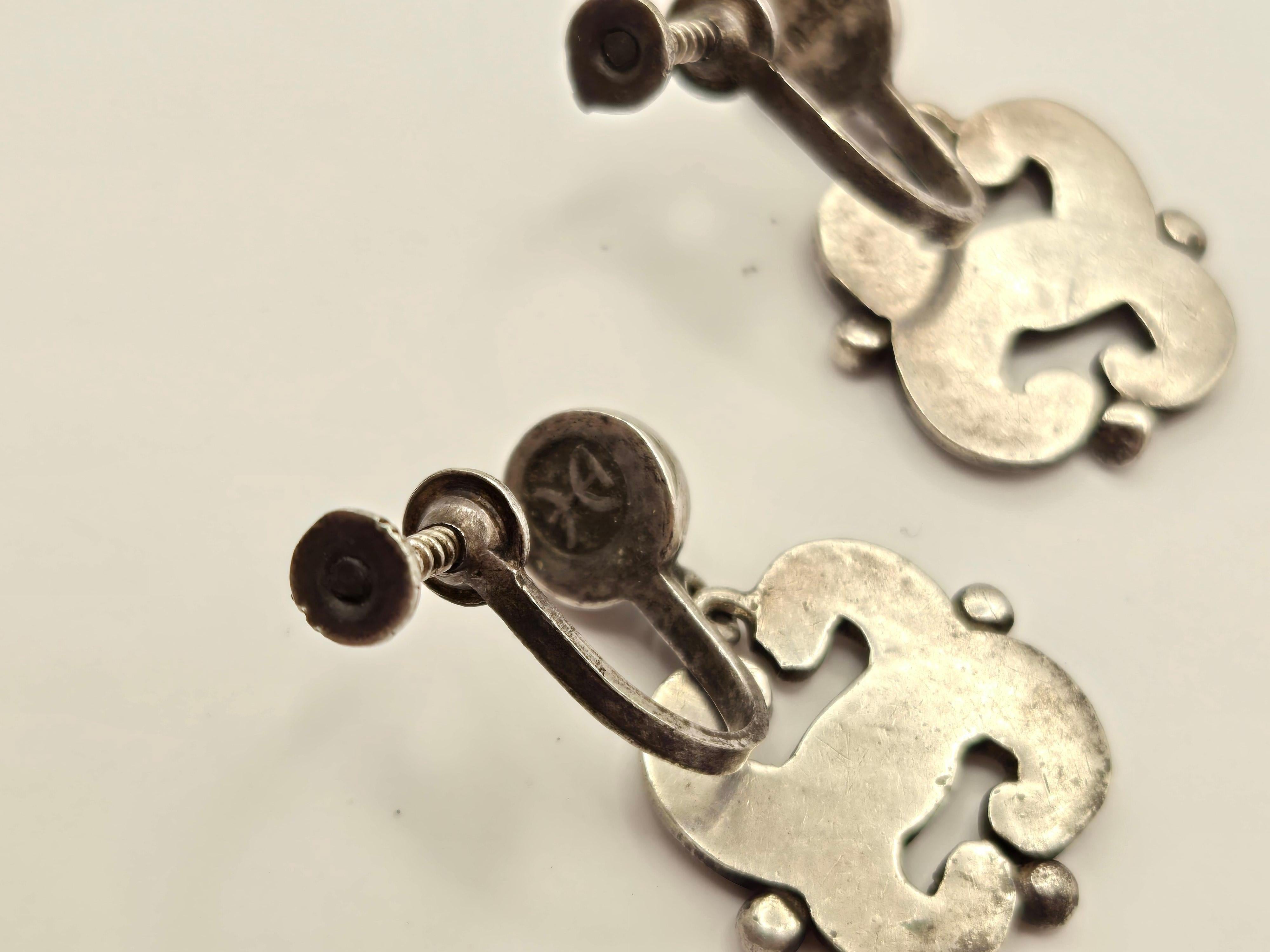 Hector Aguilar Orecchini a mezzaluna intrecciata in argento sterling con chiusura a clip e a vite in vendita 3