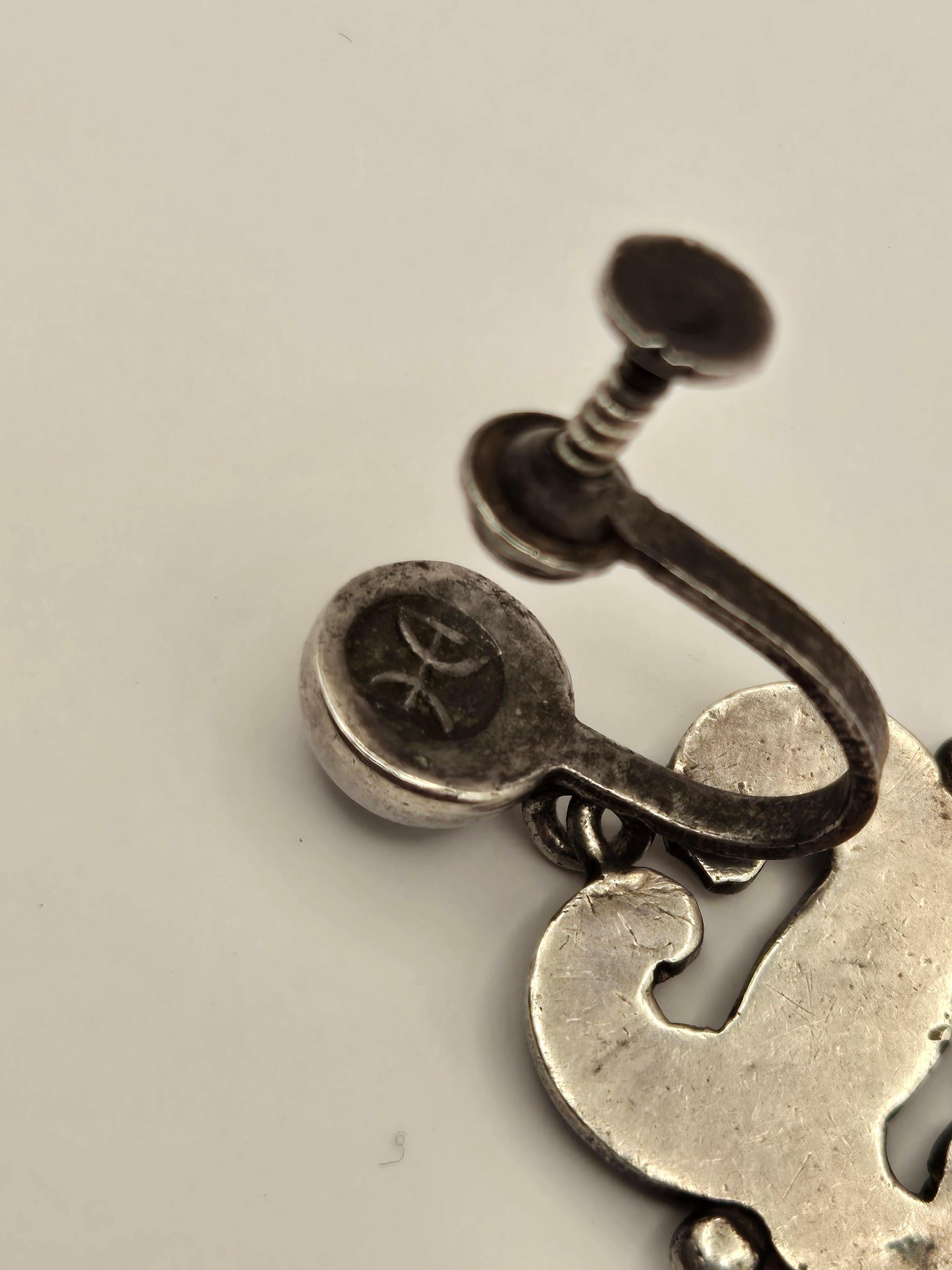 Hector Aguilar Orecchini a mezzaluna intrecciata in argento sterling con chiusura a clip e a vite in vendita 5