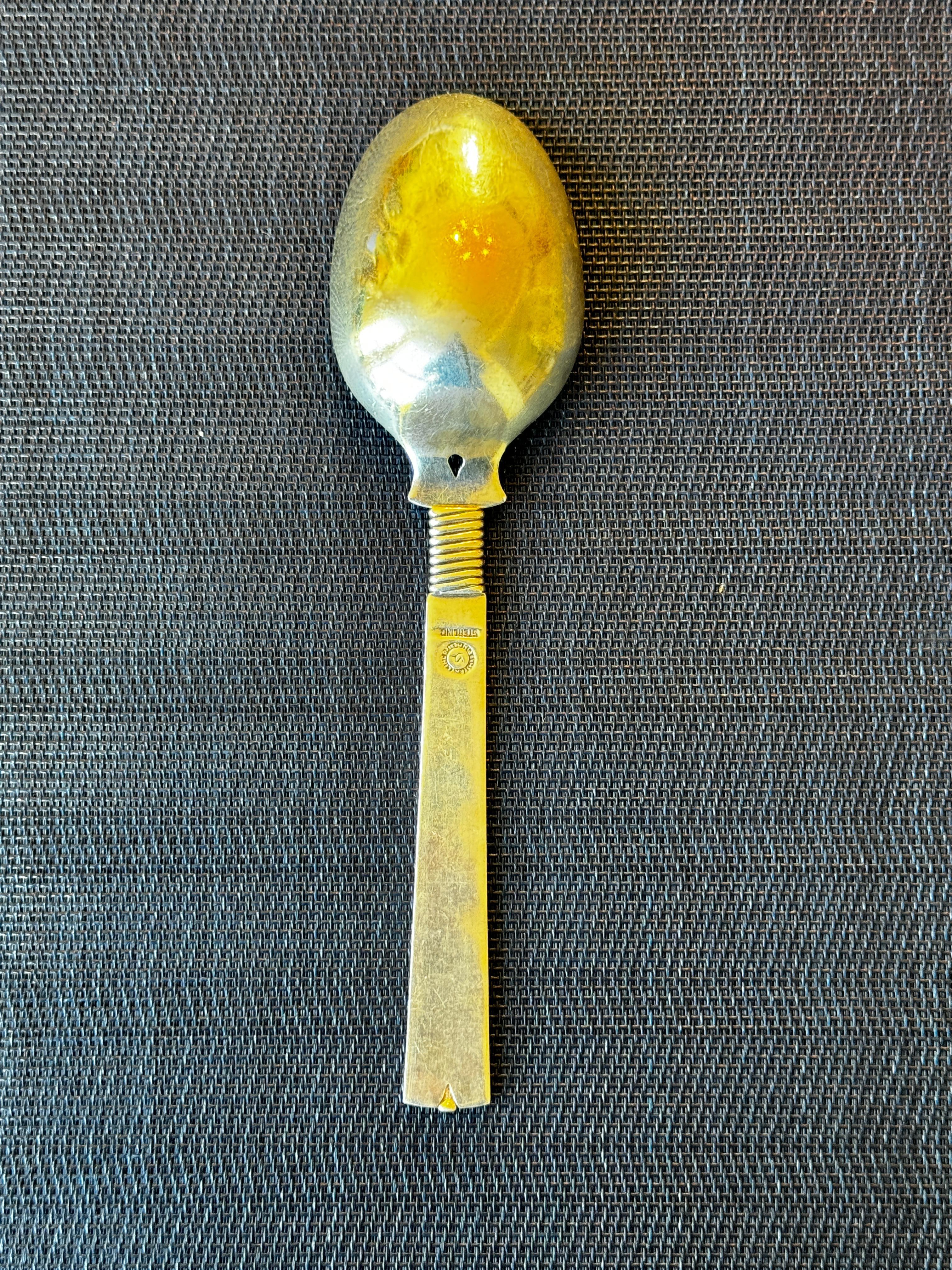 Hector Aguilar Sterling Silver Mexican Serving Spoon  9.25